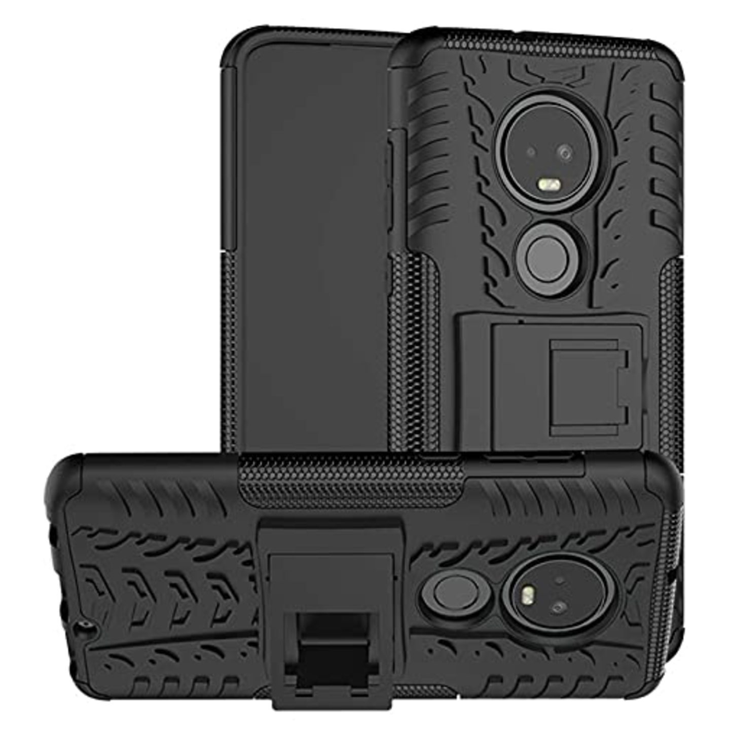 Faircost for Moto G7 Heavy Duty Shockproof Military Grade Armor Dual Protection Layer Hybrid Kick Stand Back Cover Case Black