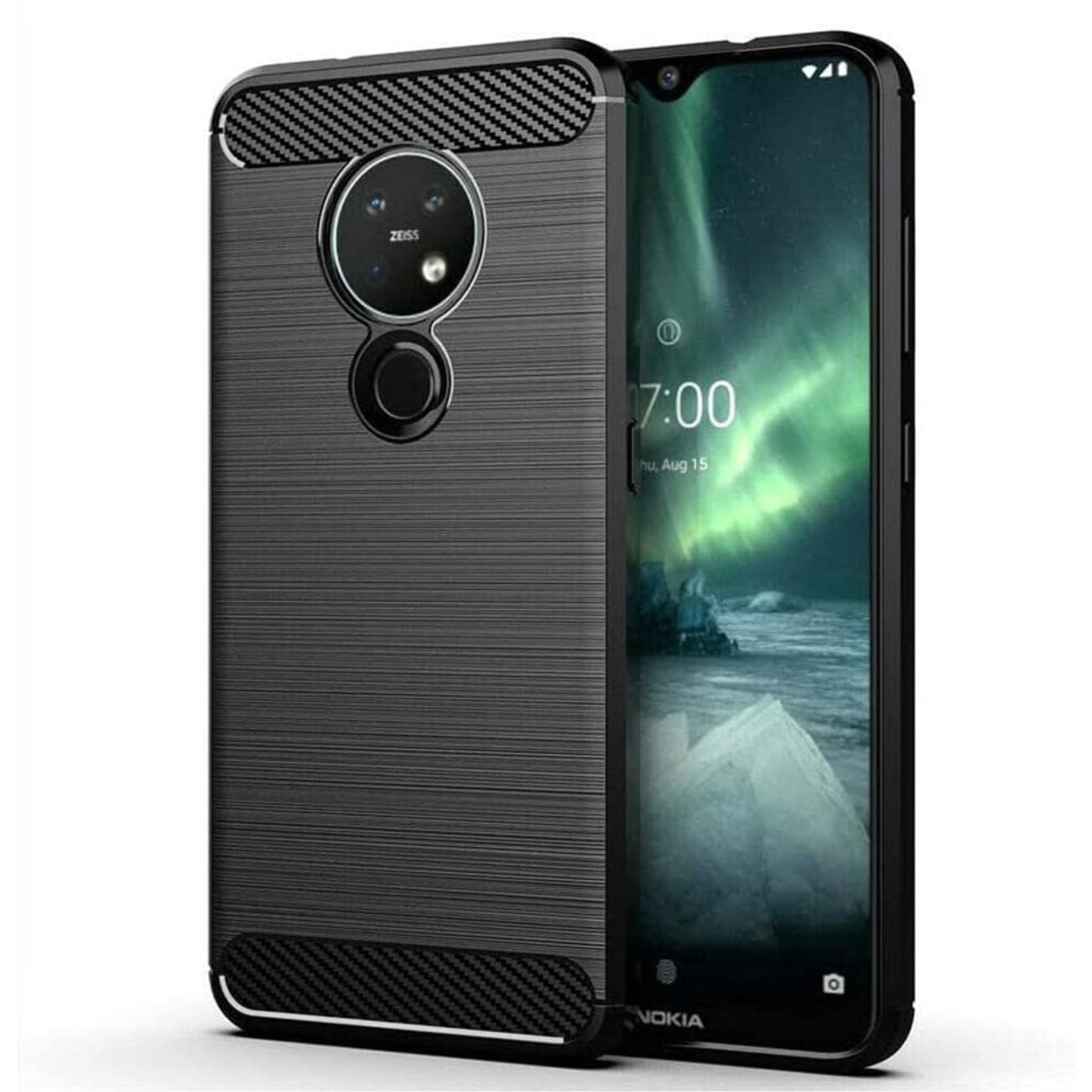Faircost for Nokia 3.4 Hybrid Carbon Fiber Texture Design Back Cover Anti-Scratch Shock Absorption Case Black