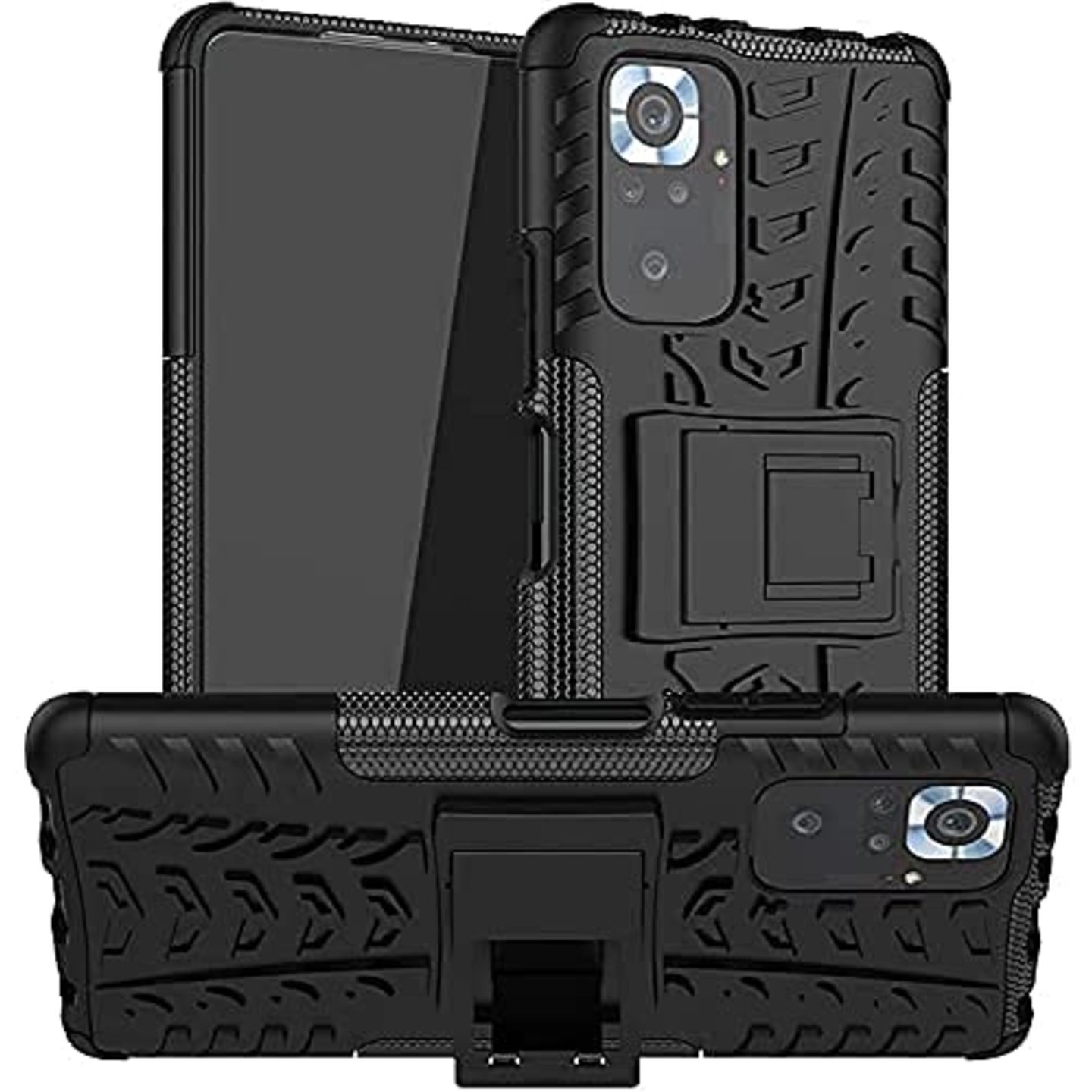 Faircost for Xiaomi REDMI NOTE 10 PRO Heavy Duty Shockproof Military Grade Armor Dual Protection Layer Hybrid Kick Stand Back Cover Case Black