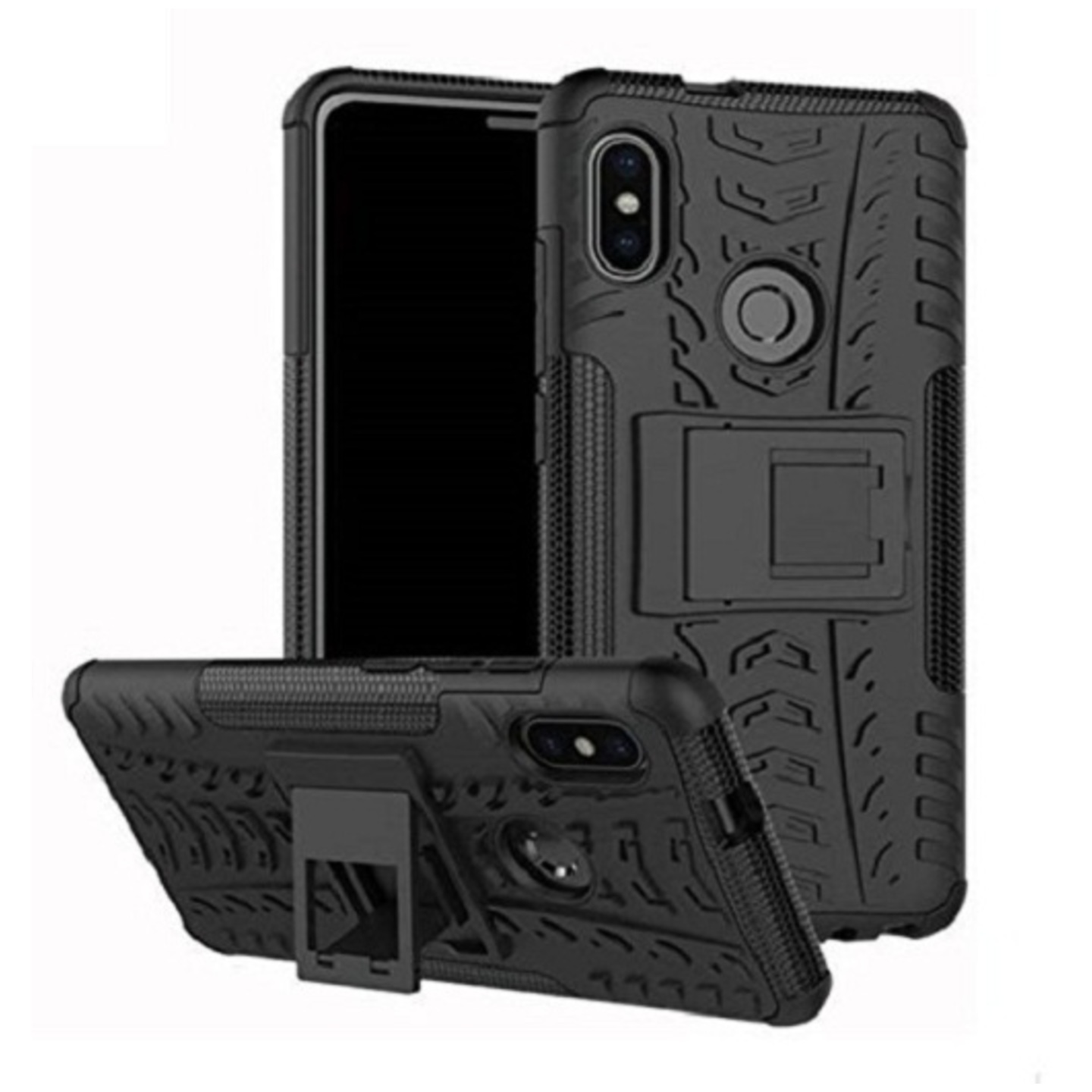 Faircost for Xiaomi REDMI NOTE 6 PRO Heavy Duty Shockproof Military Grade Armor Dual Protection Layer Hybrid Kick Stand Back Cover Case Black