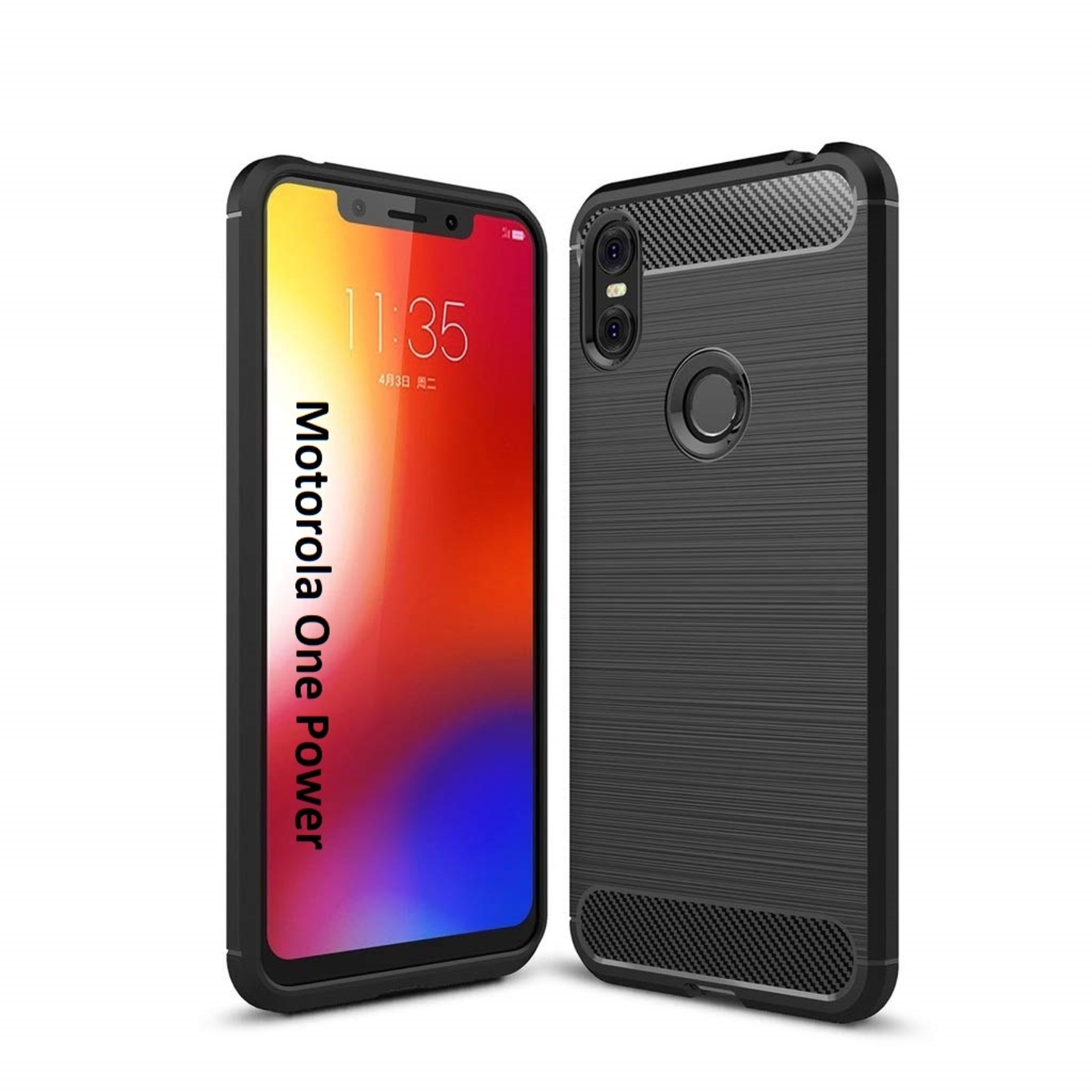 Faircost for Moto ONE POWER Hybrid Carbon Fiber Texture Design Back Cover Anti-Scratch Shock Absorption Case Black