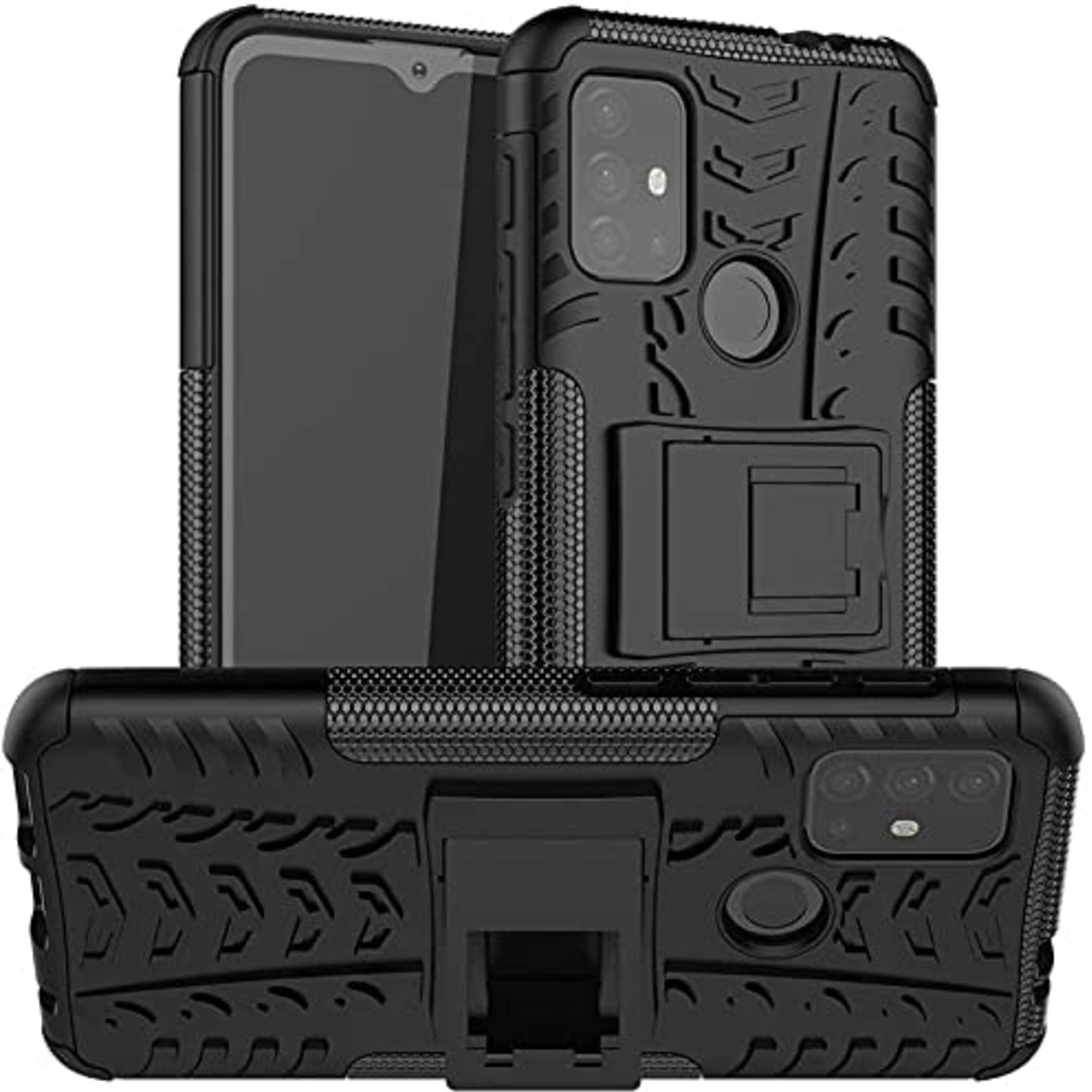 Faircost for Moto G10-G30 Heavy Duty Shockproof Military Grade Armor Dual Protection Layer Hybrid Kick Stand Back Cover Case Black