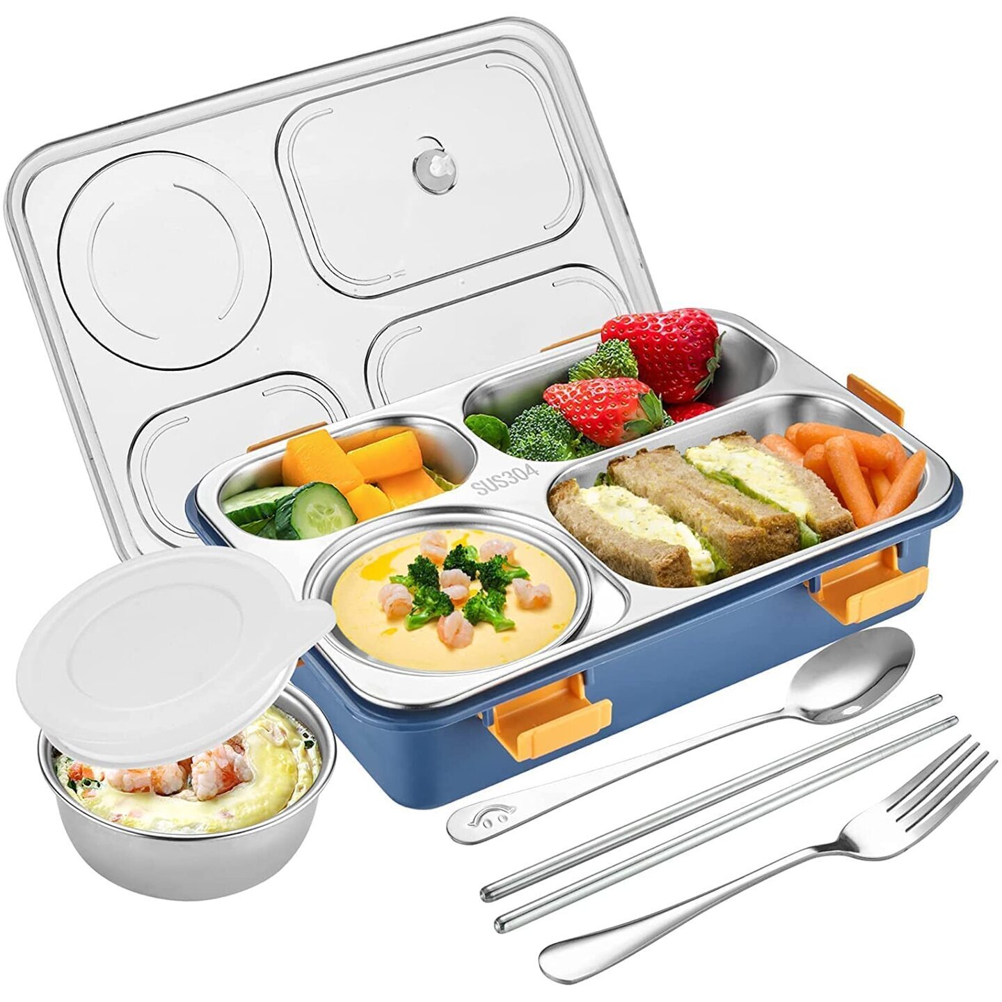 Stainless Steel Lunch Tiffin Box with 4 Compartments - Perfect for Boys and Girls for School & Offices