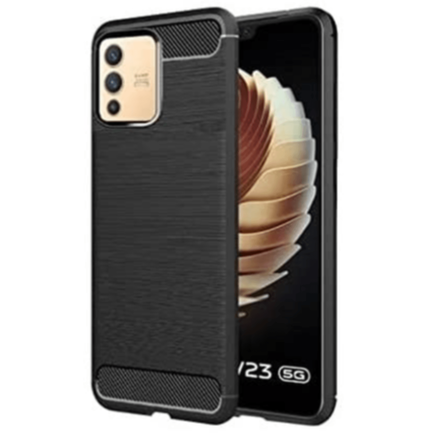 Faircost for VIVO V23 PRO Hybrid Carbon Fiber Texture Design Back Cover Anti-Scratch Shock Absorption Case Black