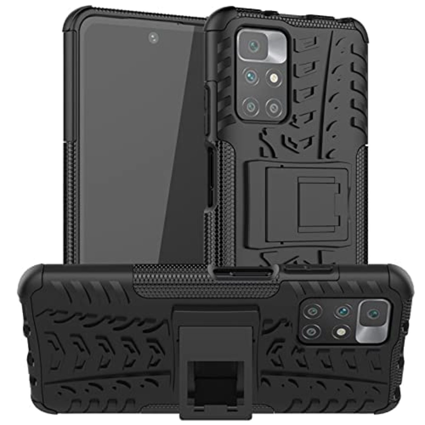 Faircost for Xiaomi REDMI NOTE 11T PRO Heavy Duty Shockproof Military Grade Armor Dual Protection Layer Hybrid Kick Stand Back Cover Case Black