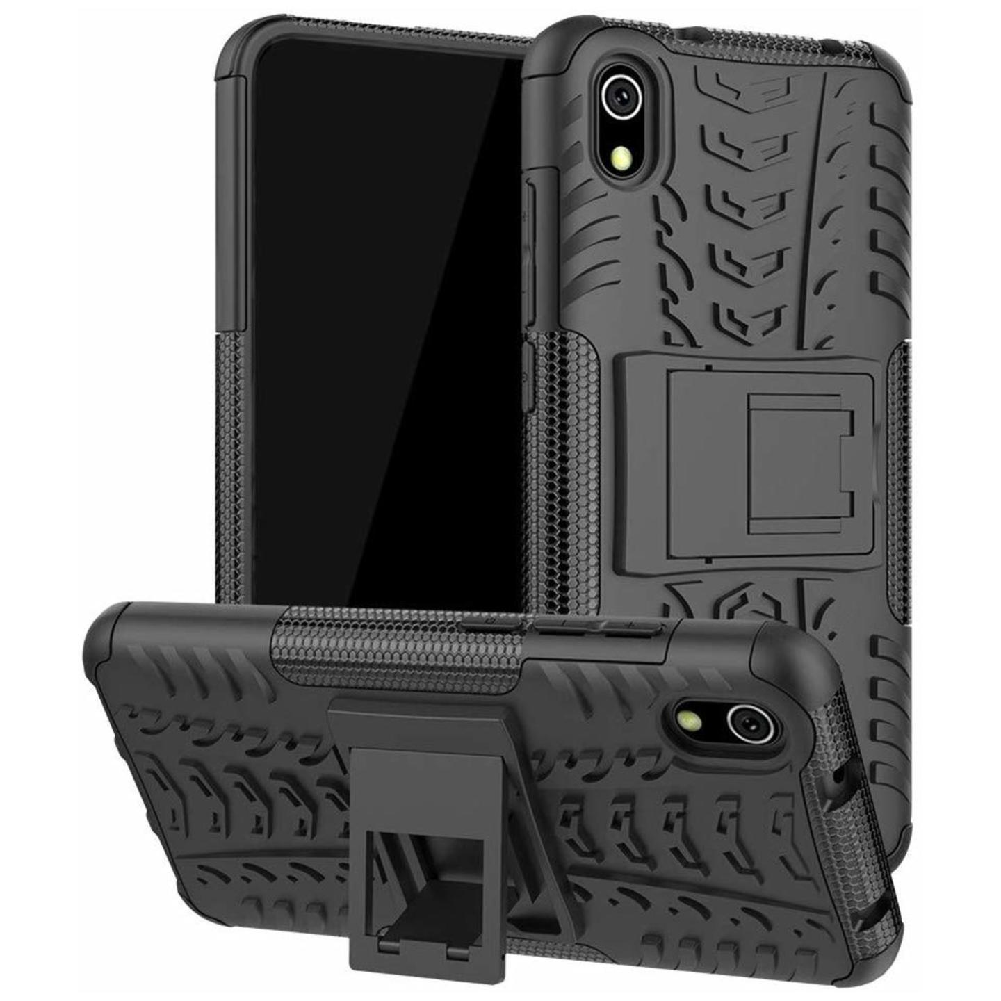Faircost for Xiaomi REDMI 7A Heavy Duty Shockproof Military Grade Armor Dual Protection Layer Hybrid Kick Stand Back Cover Case Black