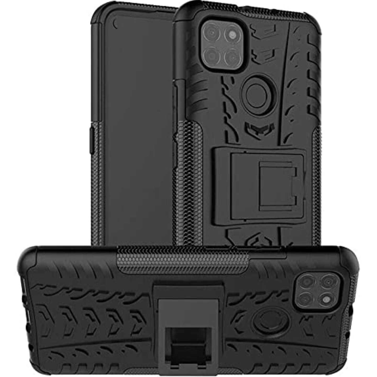 Faircost for Moto G9 POWER Heavy Duty Shockproof Military Grade Armor Dual Protection Layer Hybrid Kick Stand Back Cover Case Black
