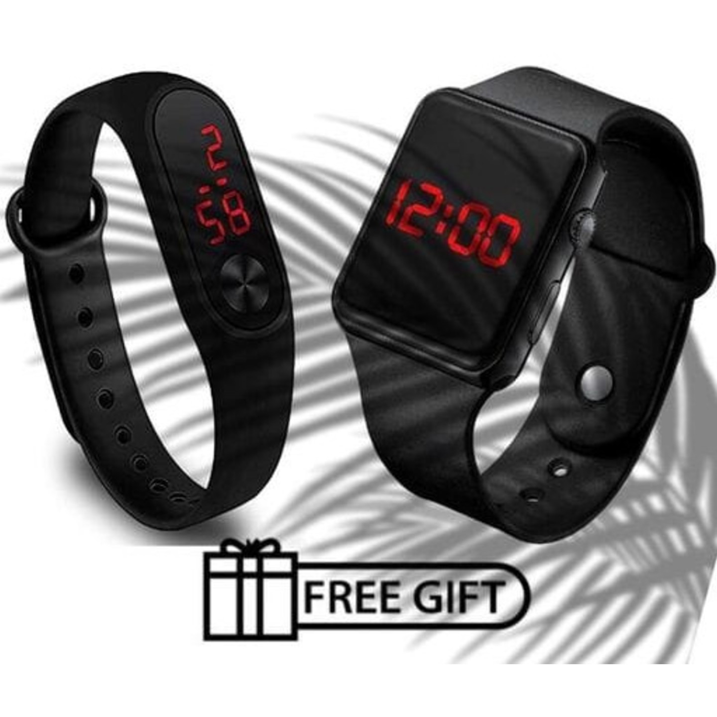 Black New Trendy Stylish Digital Band Combo Watch For Kids