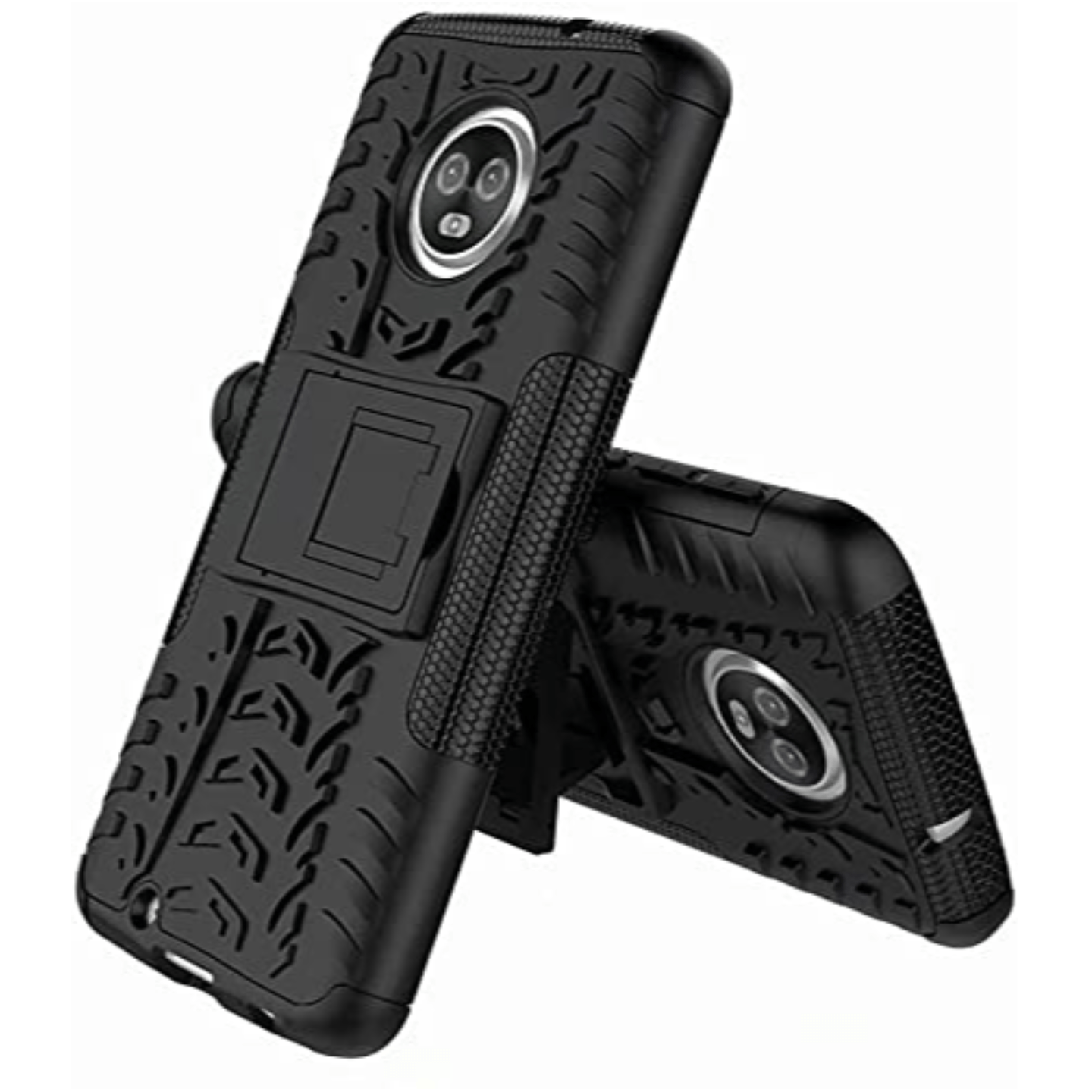 Faircost for Moto G6 Heavy Duty Shockproof Military Grade Armor Dual Protection Layer Hybrid Kick Stand Back Cover Case Black