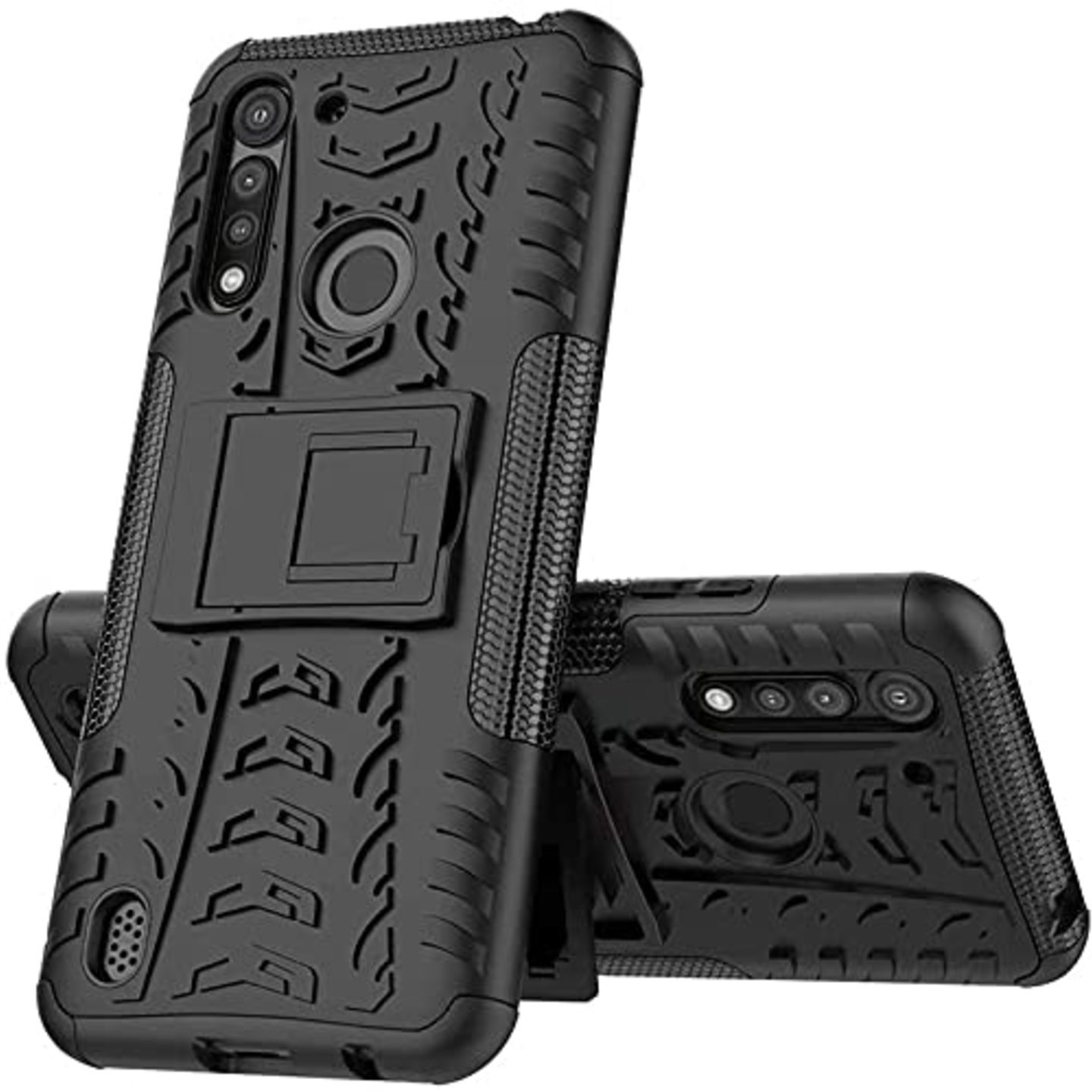 Faircost for Moto G8 POWER LITE Heavy Duty Shockproof Military Grade Armor Dual Protection Layer Hybrid Kick Stand Back Cover Case Black