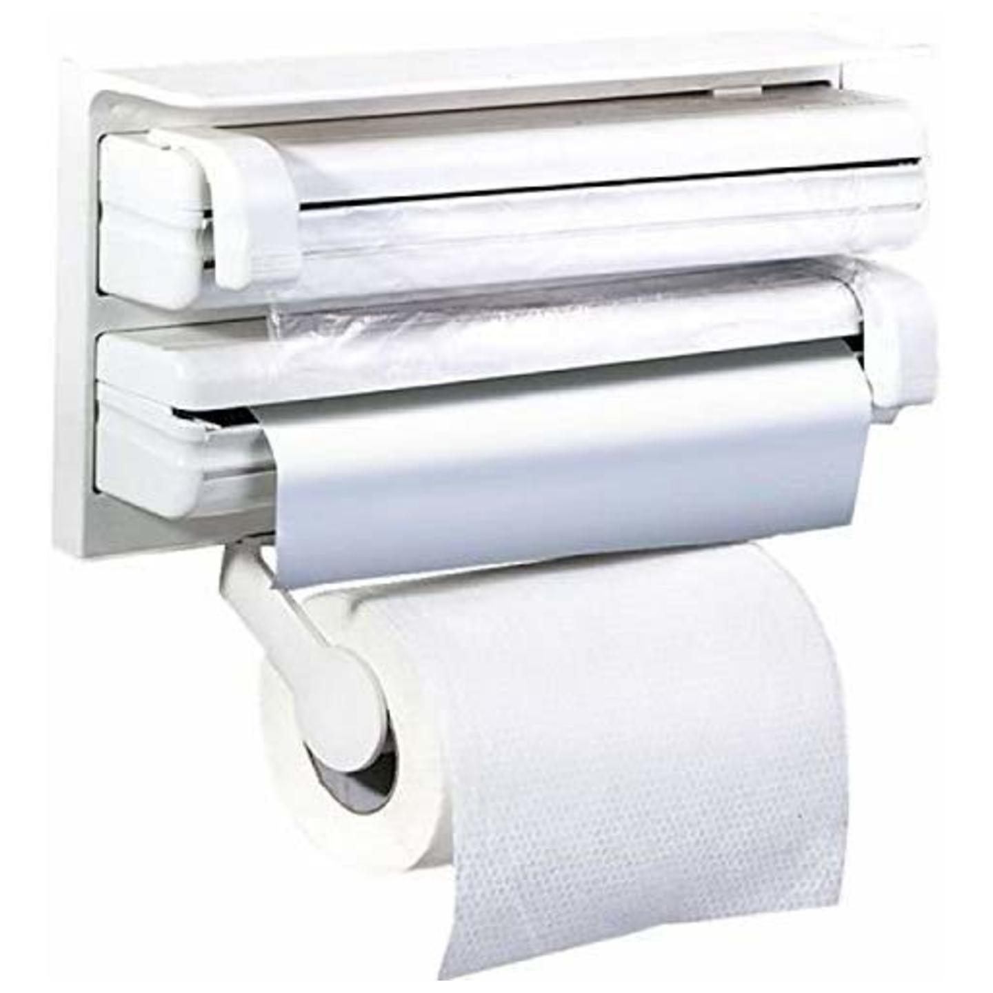 Faircost 3 in 1 Holds Silver Foil, Plastic Wrap, and Paper Towels / 3 in 1 Kitchen Triple Paper Dispenser & Holder Paper/Foil/Cling Wrap