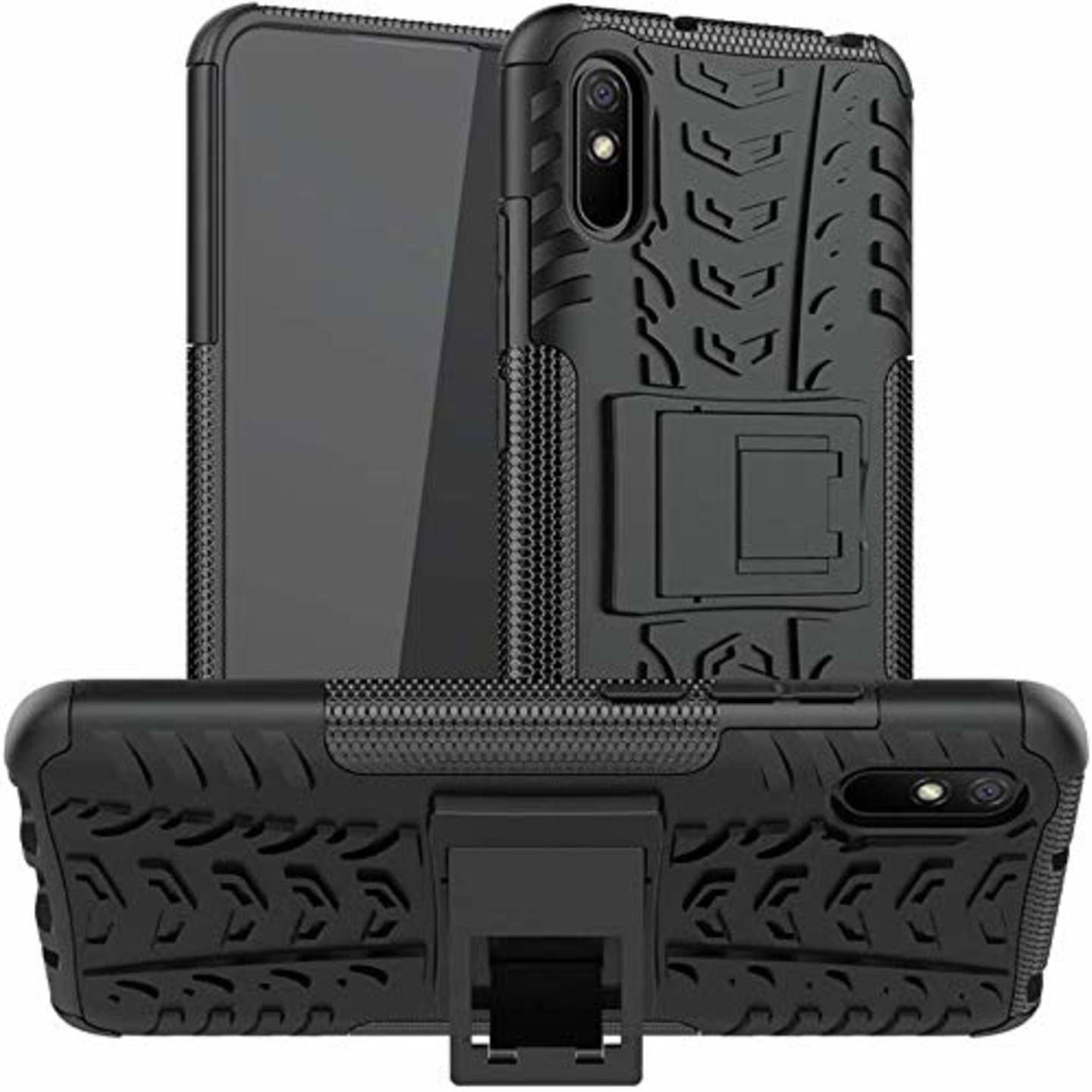 Faircost for Xiaomi REDMI 9A Heavy Duty Shockproof Military Grade Armor Dual Protection Layer Hybrid Kick Stand Back Cover Case Black