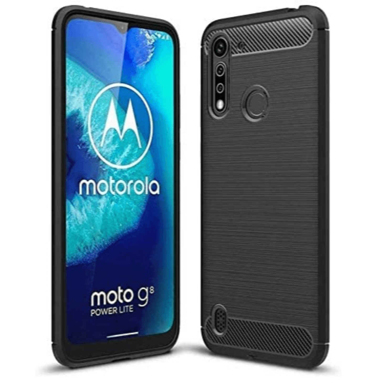 Faircost for Moto G8 POWER LITE Hybrid Carbon Fiber Texture Design Back Cover Anti-Scratch Shock Absorption Case Black