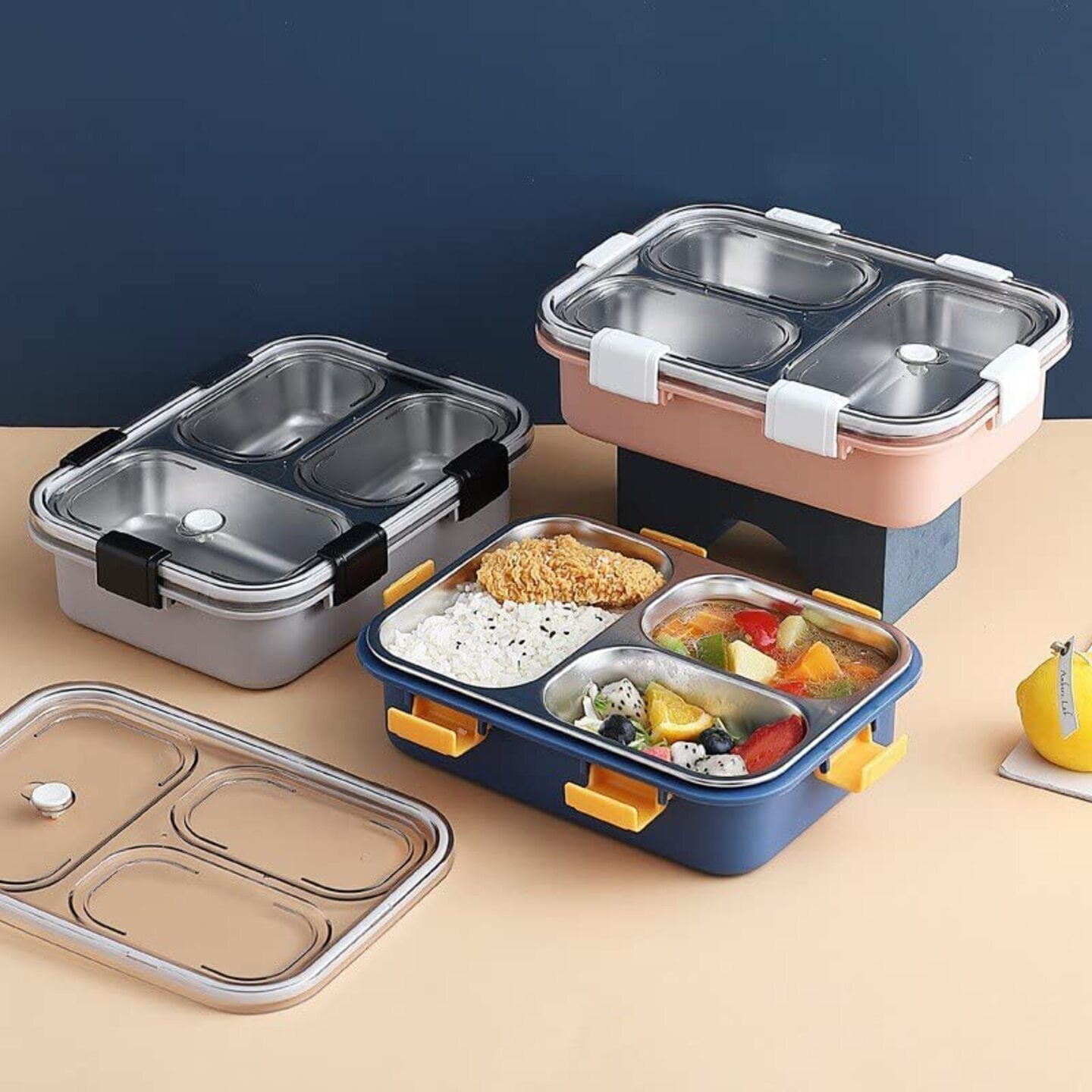 Stainless Steel Lunch Tiffin Box with 3 Compartments - Perfect for Boys and Girls for School & Offices