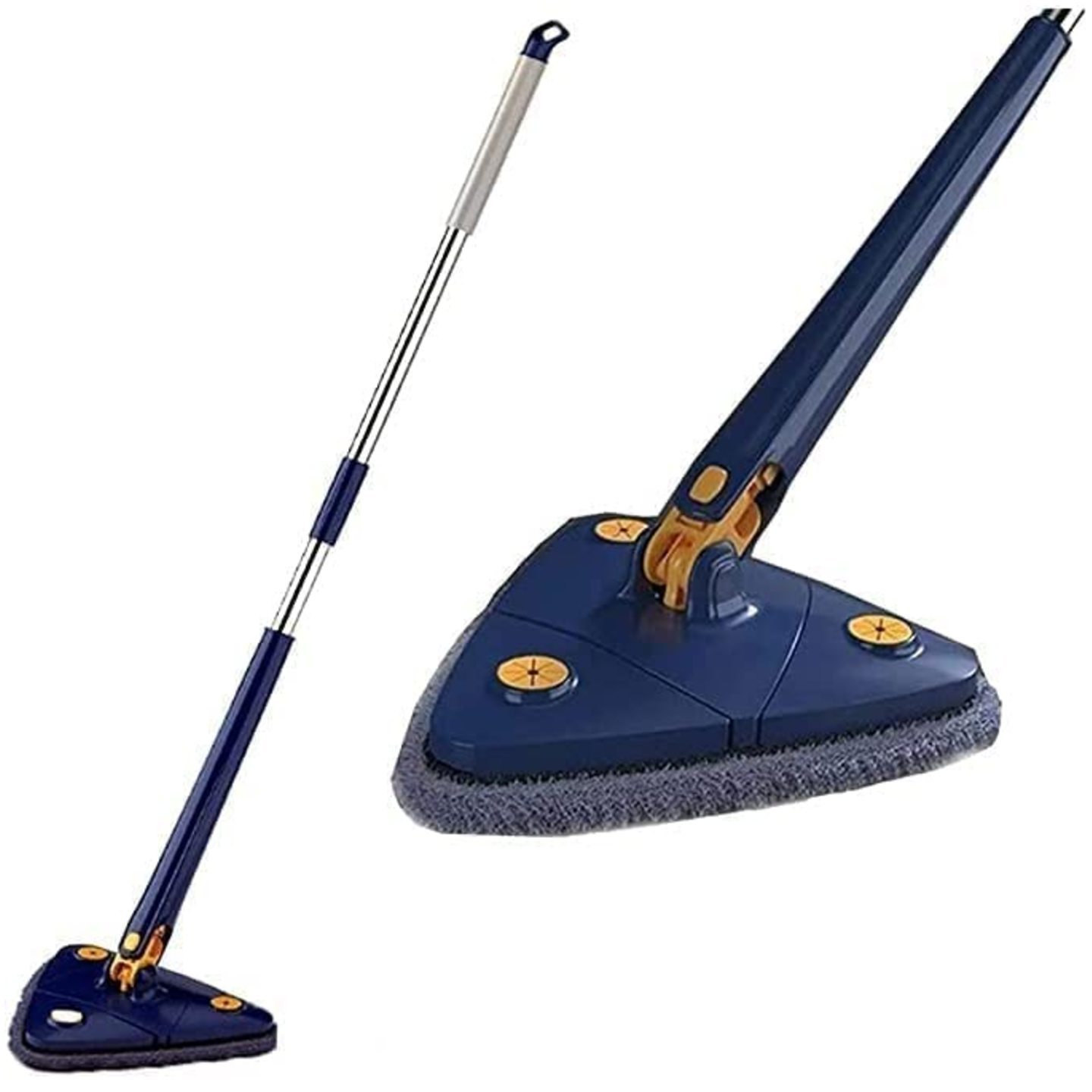 Faircost Rotatable Adjustable Multifunctional Cleaning Mop Triangle Mop with Stainless Steel Long Handle Push-Pull Squeezing Cleaning Mop Dry & Wet Mop for Floor