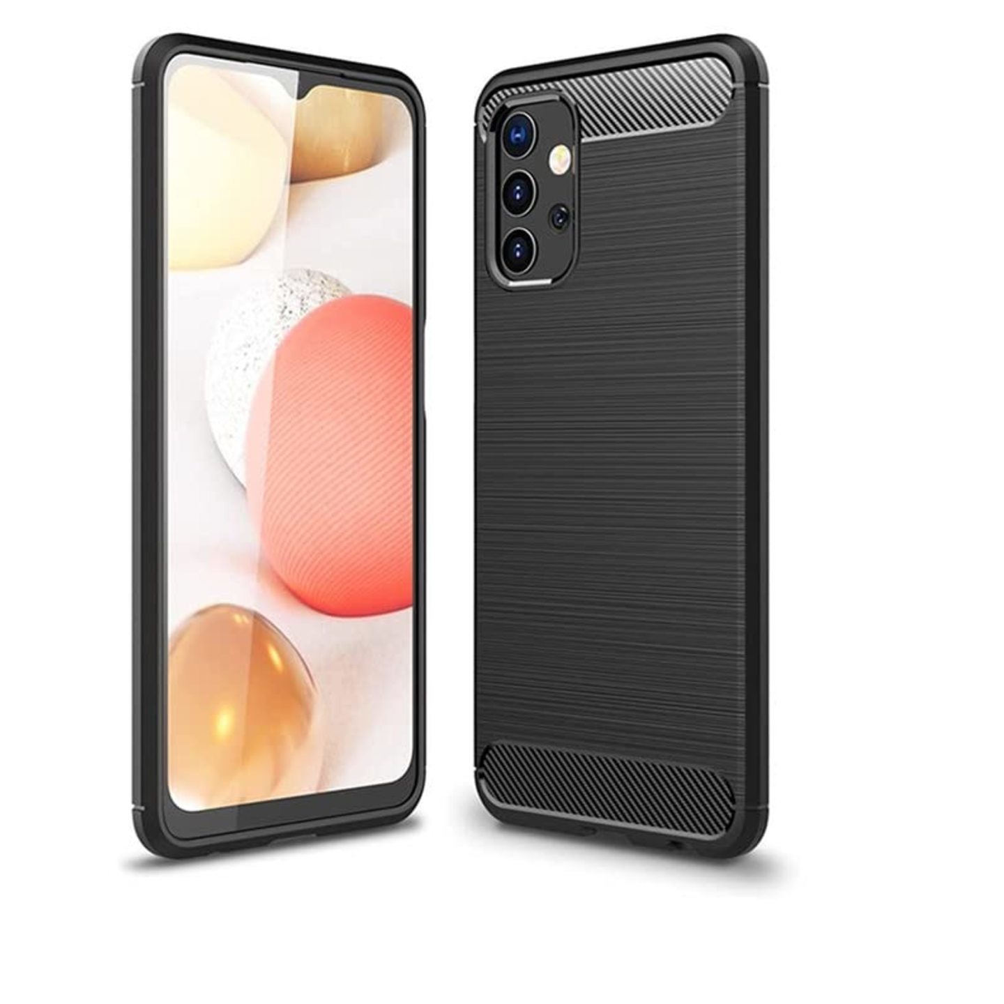 Faircost for Samsung Galaxy M32/A32 5G Hybrid Carbon Fiber Texture Design Back Cover Anti-Scratch Shock Absorption Case Black