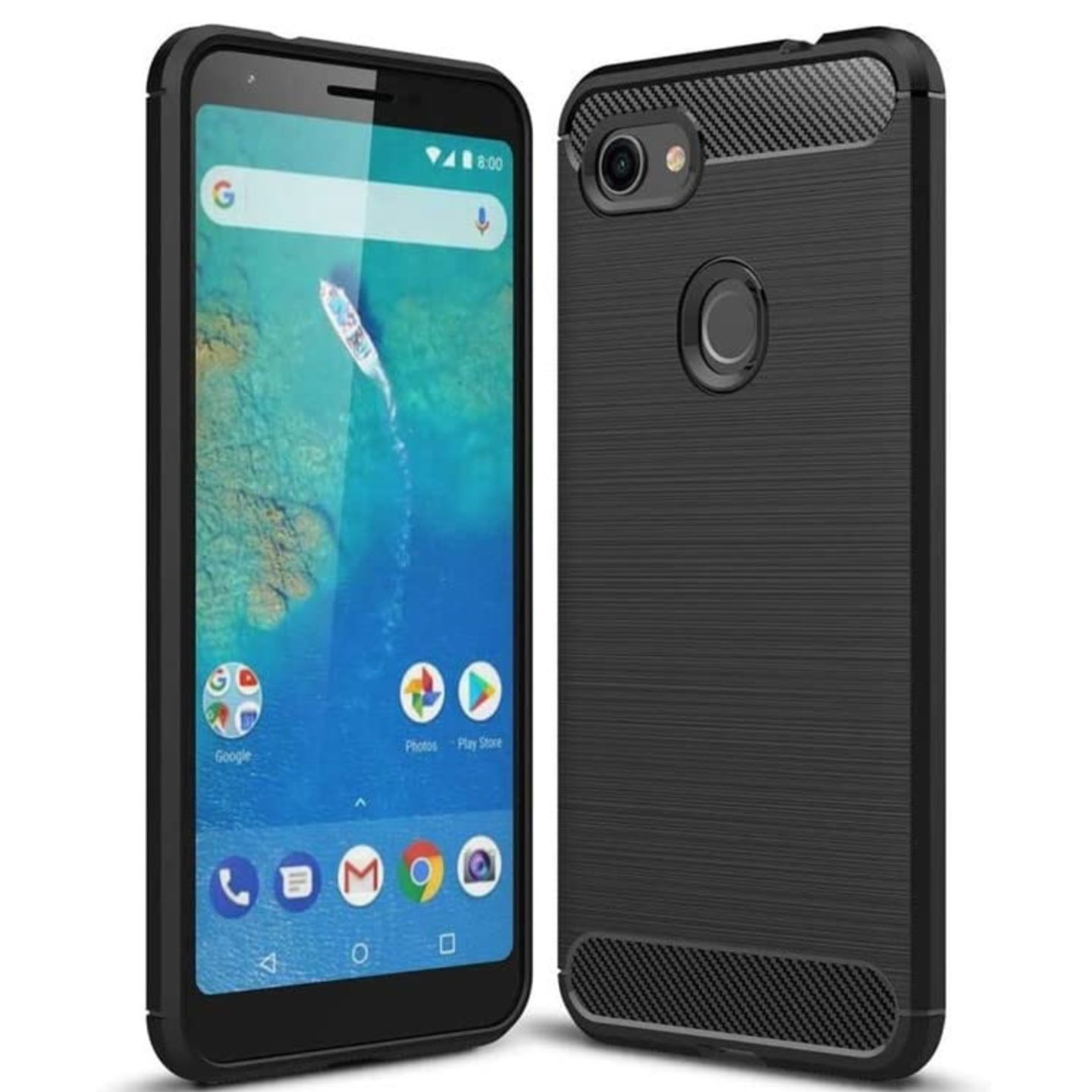 ConnectPoint Hybrid Carbon Fiber Texture Design Back Cover Anti-Scratch Shock Absorption Case for Google Pixel 3XL - Black