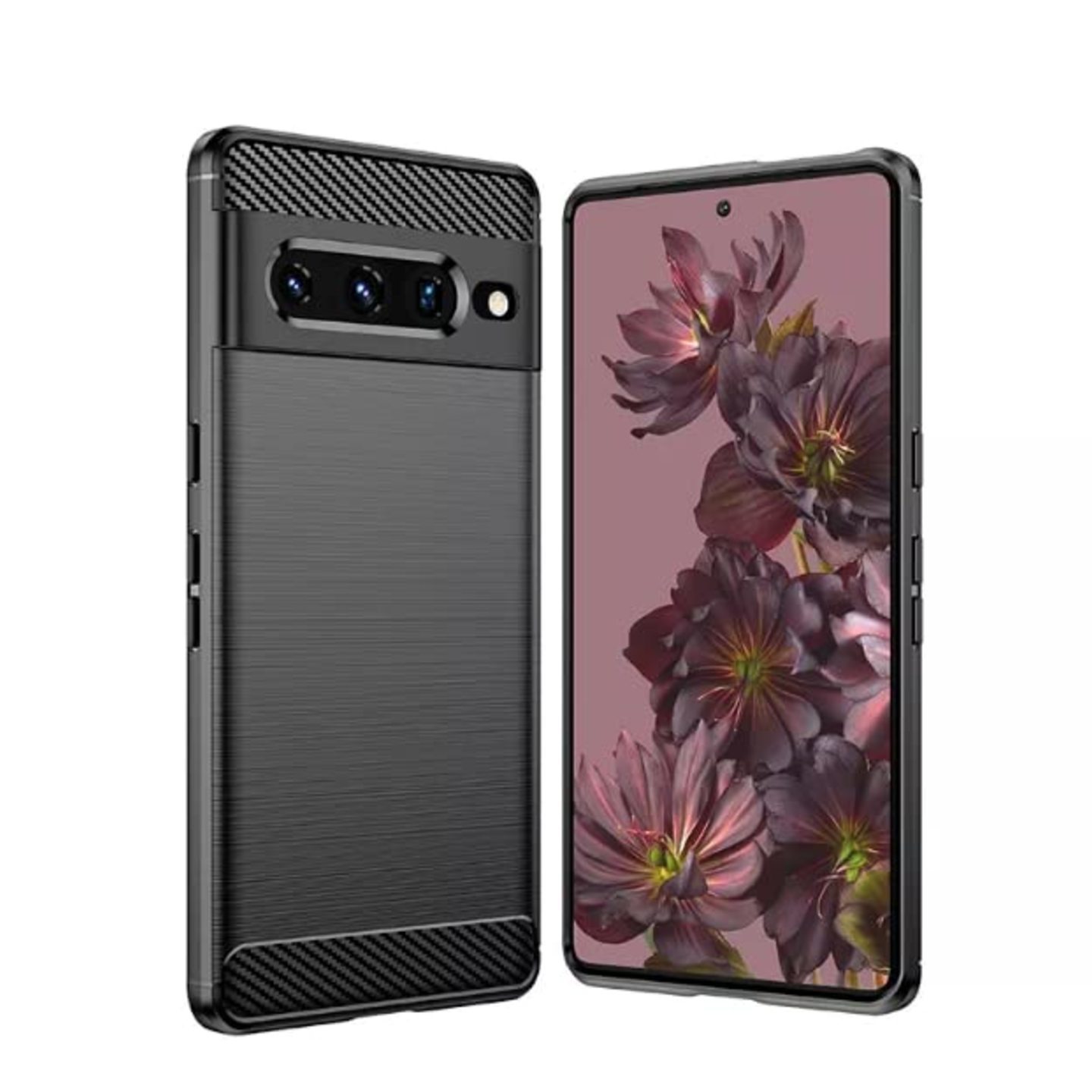 Faircost Hybrid Carbon Fiber Texture Design Back Cover Anti-Scratch Shock Absorption Case for Google Pixel 7 Pro - Black