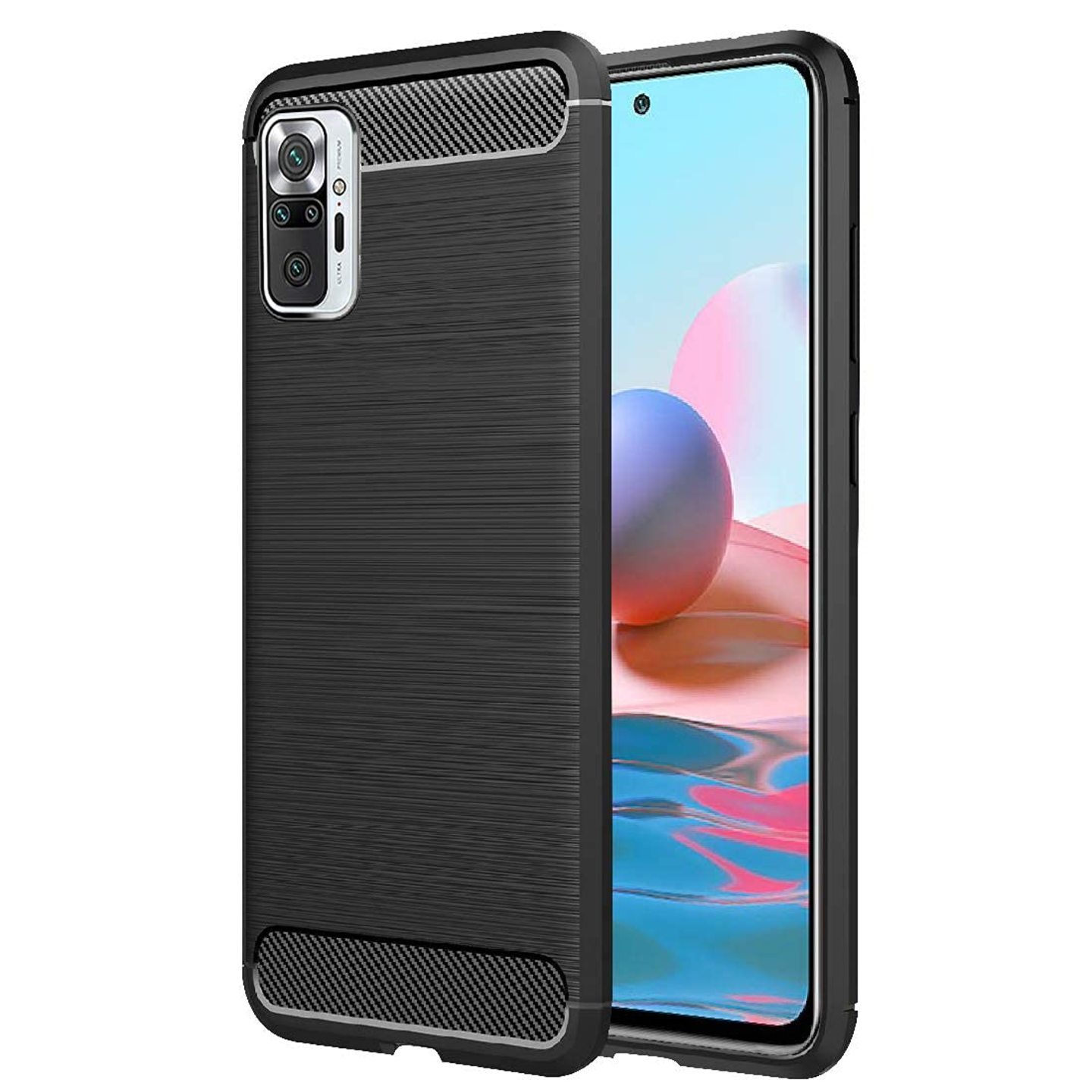 Faircost for Xiaomi Redmi Note 10pro/10pro max Hybrid Carbon Fiber Texture Design Back Cover Anti-Scratch Shock Absorption Case Black