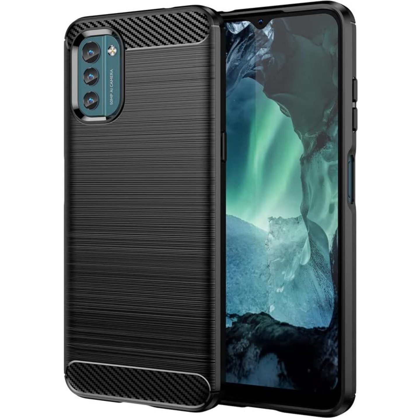 Faircost for Nokia G21 Hybrid Carbon Fiber Texture Design Back Cover Anti-Scratch Shock Absorption Case Black