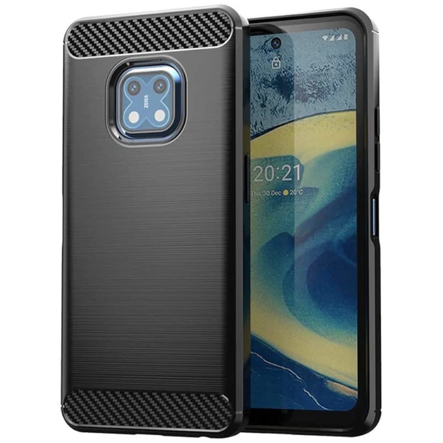 Faircost for Nokia XR 20 Hybrid Carbon Fiber Texture Design Back Cover Anti-Scratch Shock Absorption Case Black
