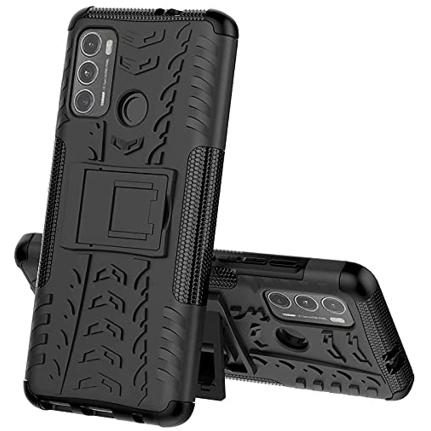 Faircost for Moto G40 FUSION -G60 Heavy Duty Shockproof Military Grade Armor Dual Protection Layer Hybrid Kick Stand Back Cover Case Black