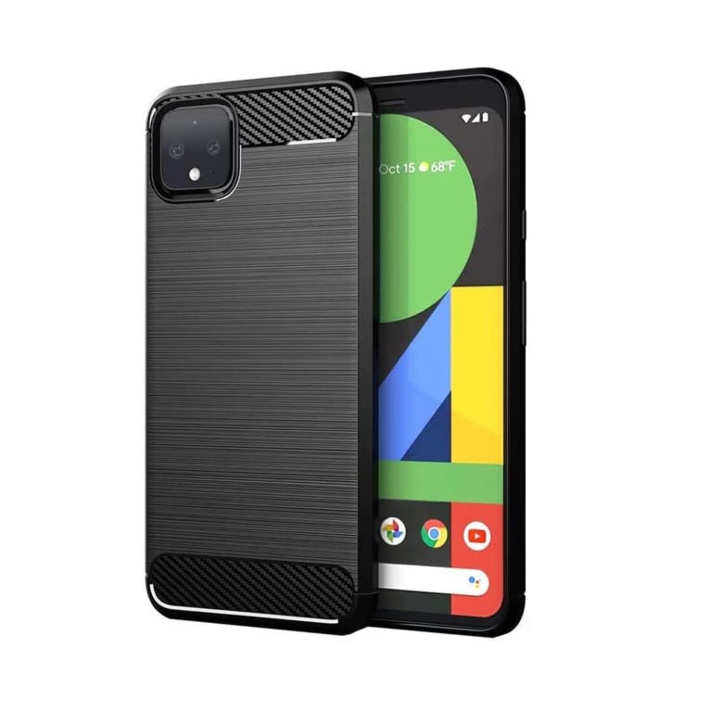 Faircost Hybrid Carbon Fiber Texture Design Back Cover Anti-Scratch Shock Absorption Case for Google Pixel 4XL - Black