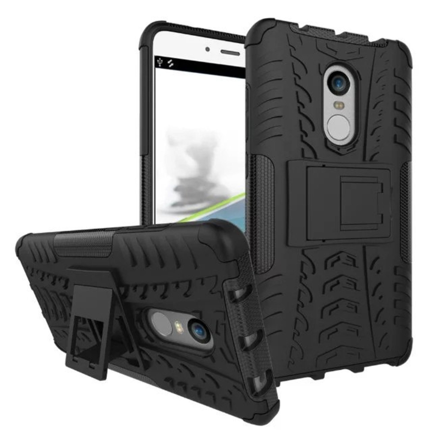Faircost for Xiaomi REDMI NOTE 4 Heavy Duty Shockproof Military Grade Armor Dual Protection Layer Hybrid Kick Stand Back Cover Case Black