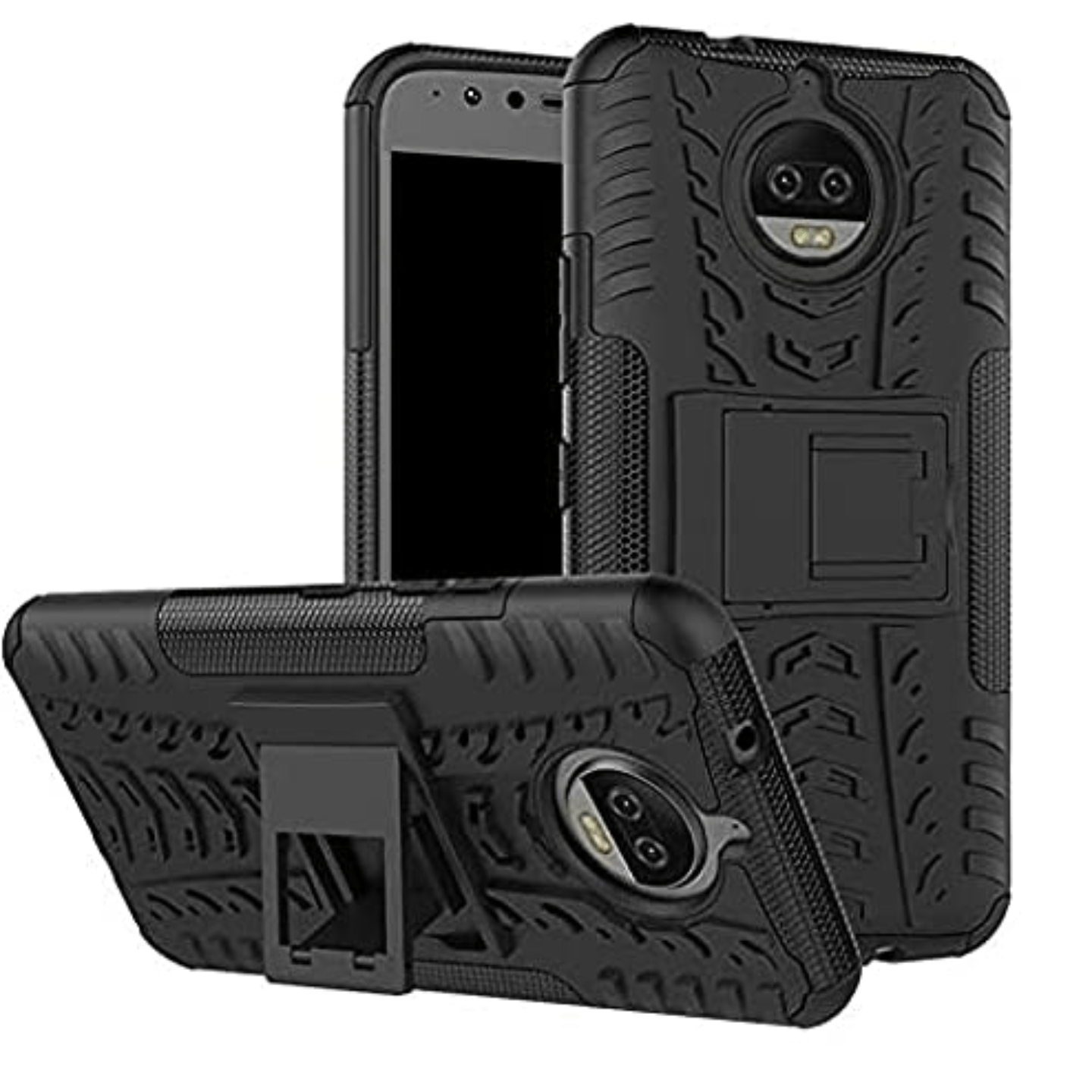 Faircost for Moto G5s PLUS Heavy Duty Shockproof Military Grade Armor Dual Protection Layer Hybrid Kick Stand Back Cover Case Black