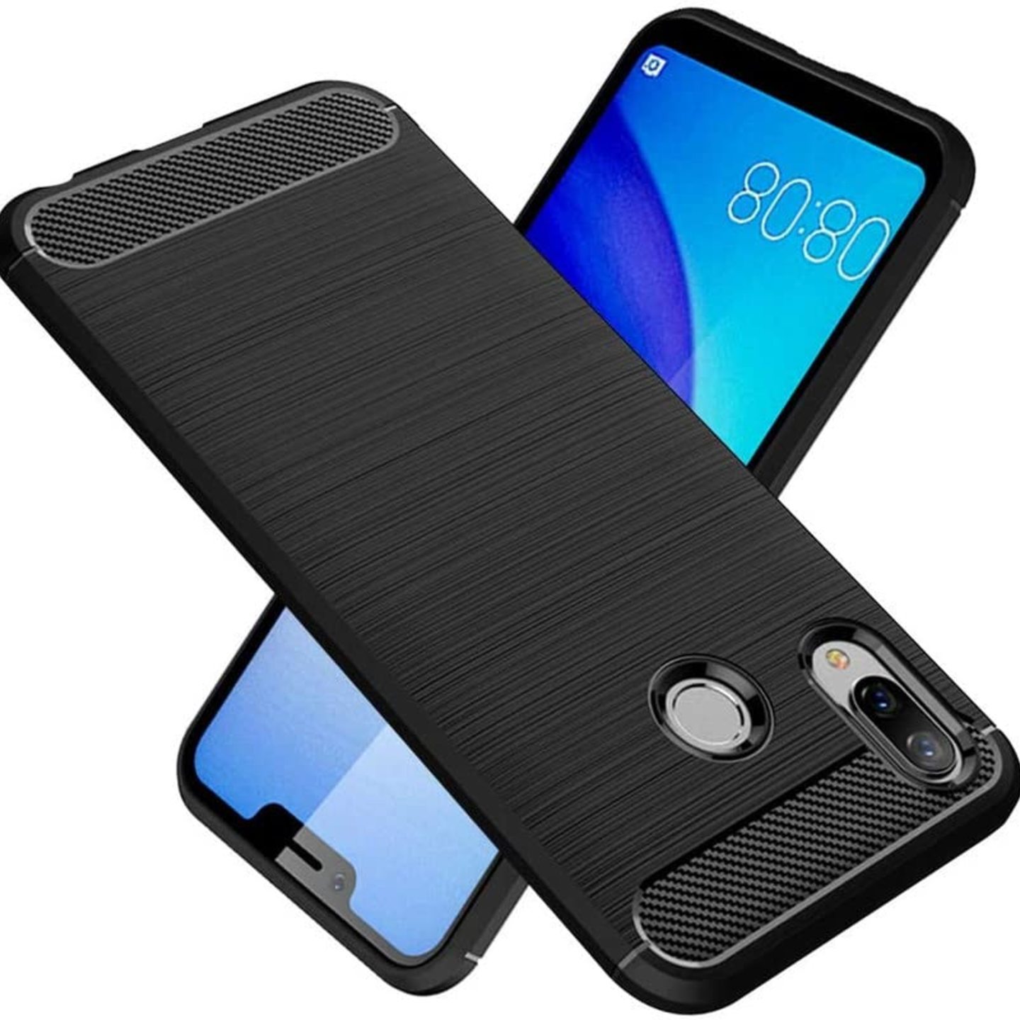 Faircost Hybrid Carbon Fiber Texture Design Back Cover Anti-Scratch Shock Absorption Case for Huawei Honor Play  - Black