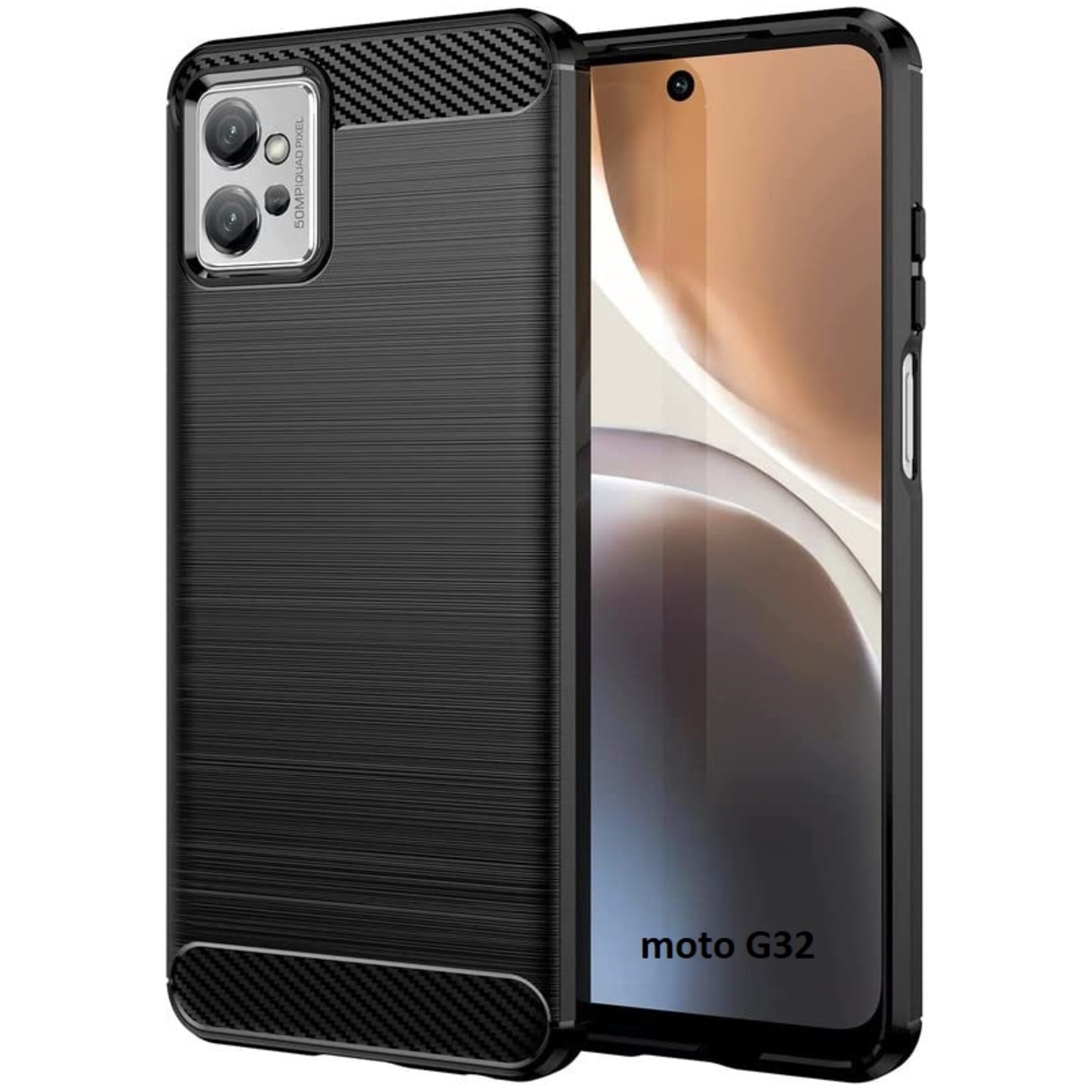Faircost for Moto G32 Hybrid Carbon Fiber Texture Design Back Cover Anti-Scratch Shock Absorption Case Black