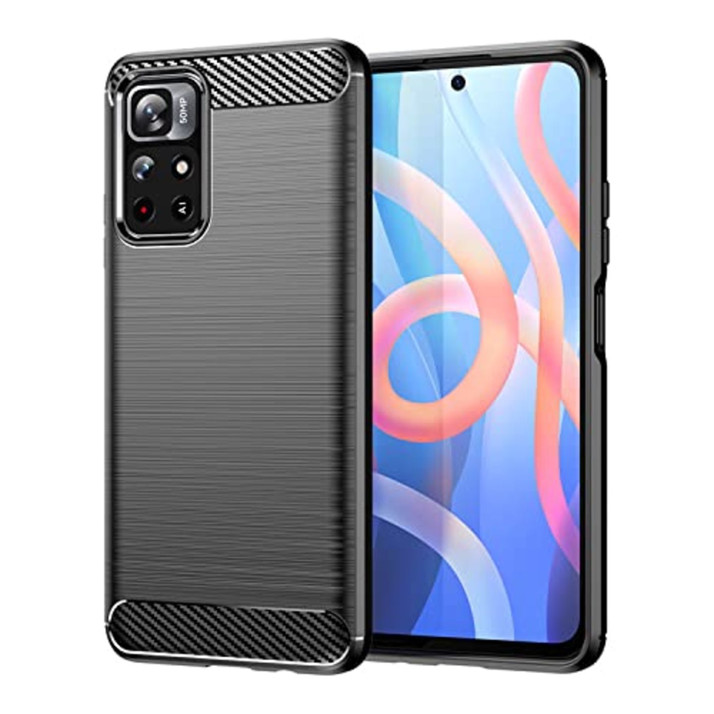 Faircost for Xiaomi MI 11 T Hybrid Carbon Fiber Texture Design Back Cover Anti-Scratch Shock Absorption Case Black