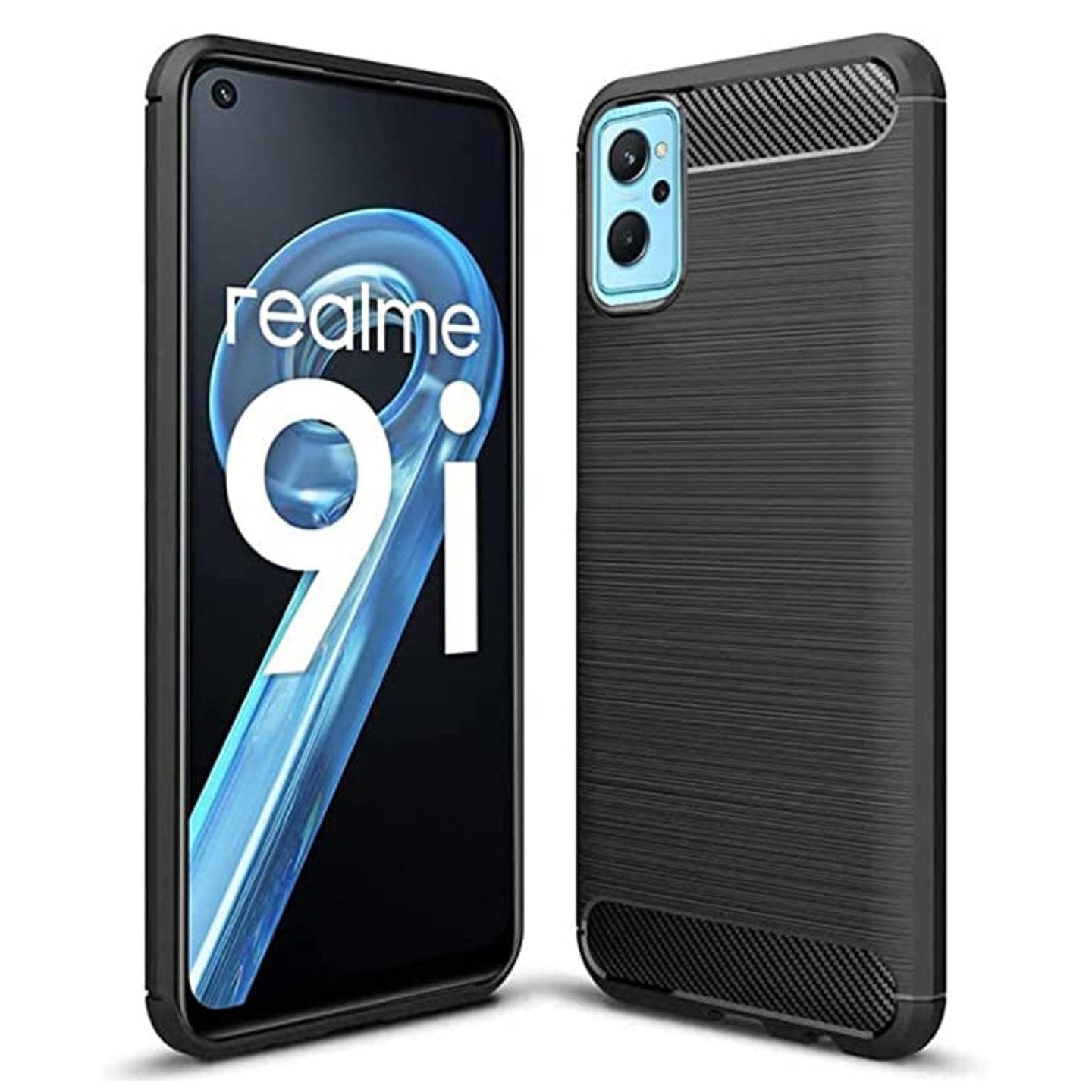 Faircost for Oppo Realme 9i/K10 Hybrid Carbon Fiber Texture Design Back Cover Anti-Scratch Shock Absorption Case Black