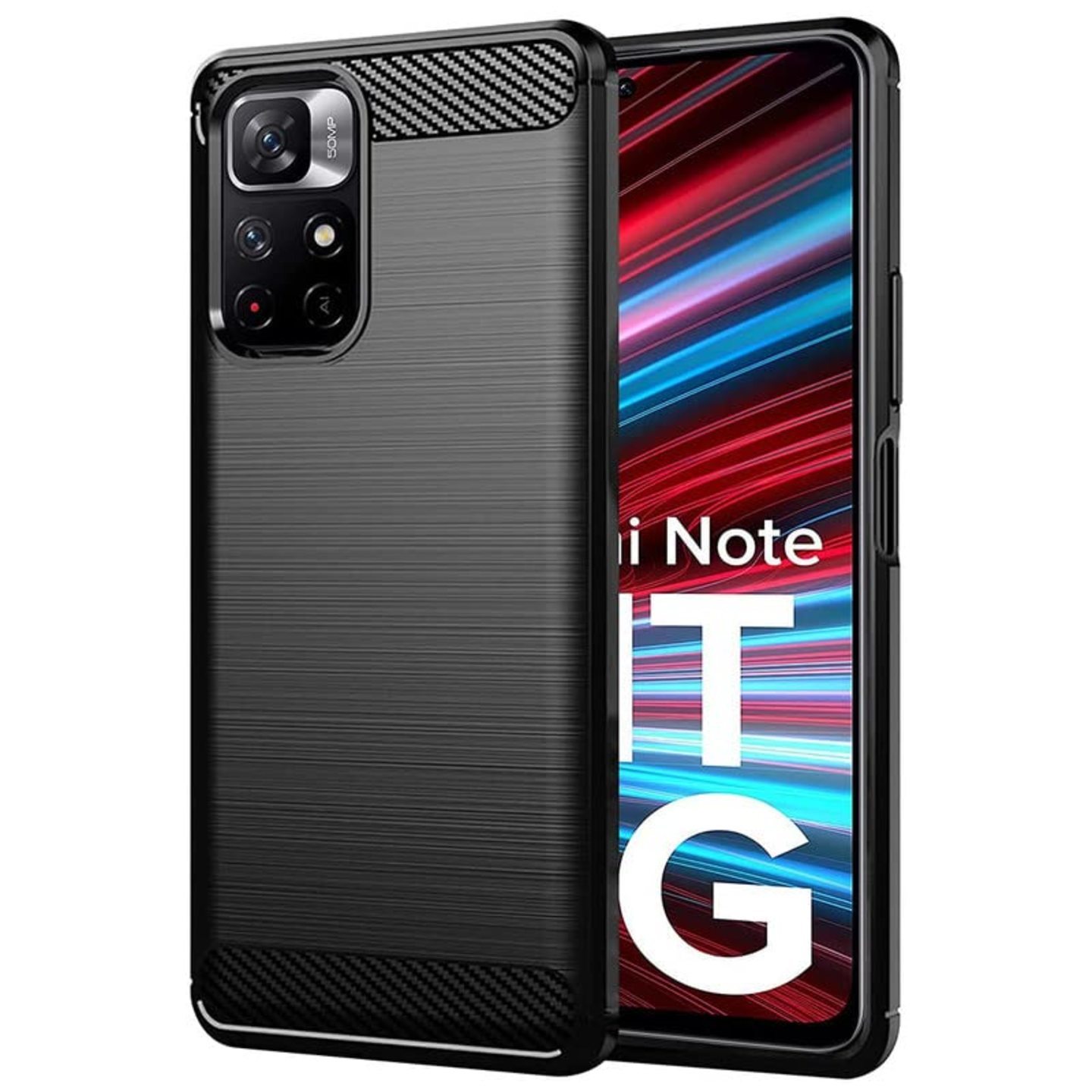 Faircost for Xiaomi Redmi Note 11T Hybrid Carbon Fiber Texture Design Back Cover Anti-Scratch Shock Absorption Case Black