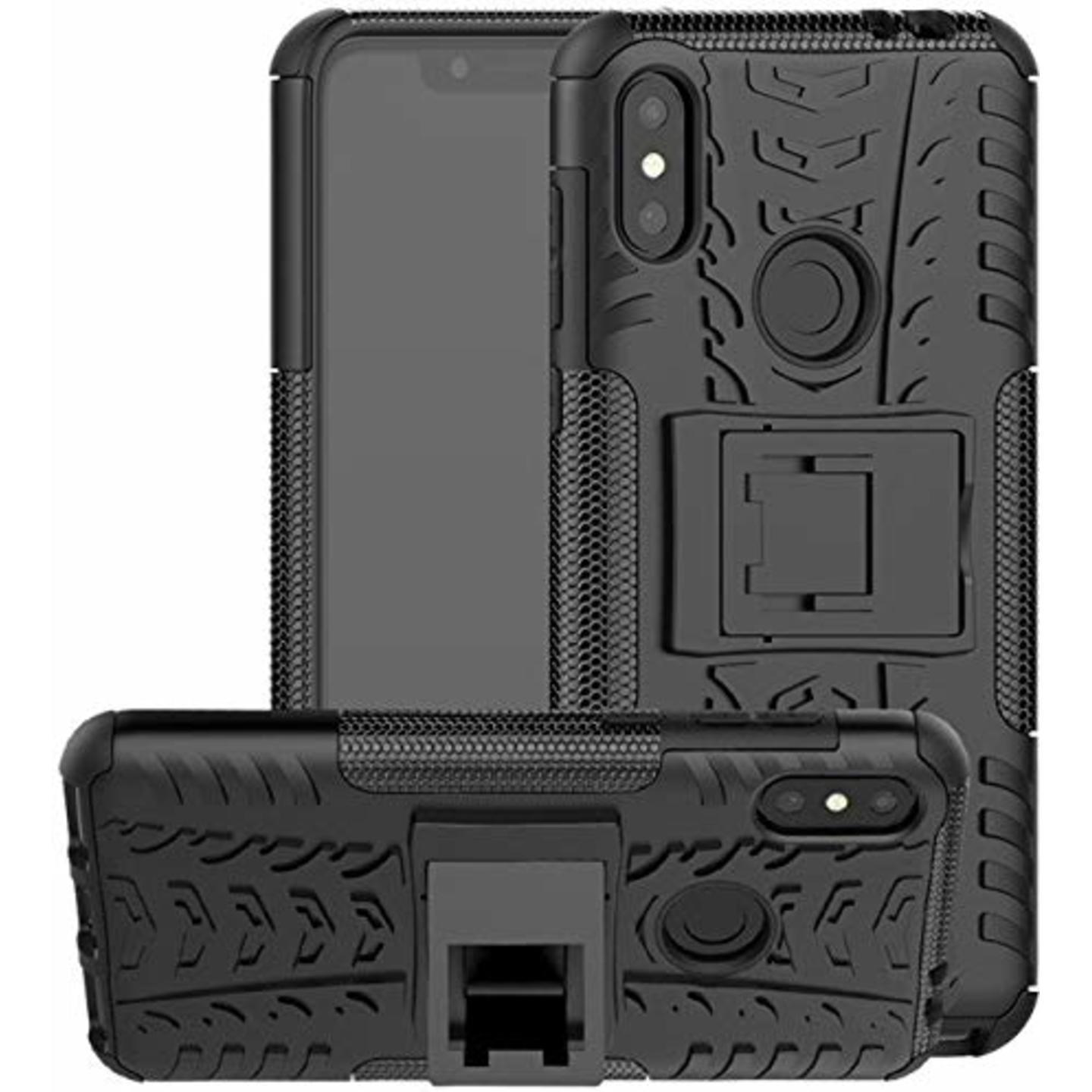Faircost for Moto ONE POWER Heavy Duty Shockproof Military Grade Armor Dual Protection Layer Hybrid Kick Stand Back Cover Case Black