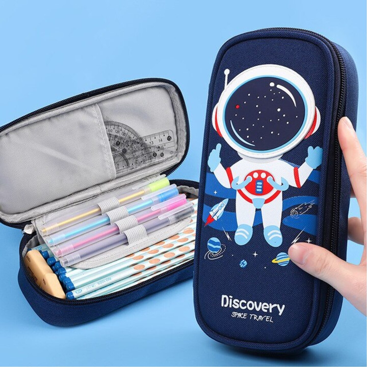 Multi-Layer Waterproof Fabric Pencil Pouch - Durable and Organized Storage for Pens, Pencils, and School Supplies