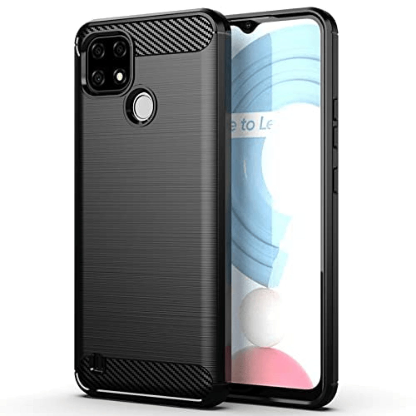 Faircost for Oppo Realme C25Y/C21Y Hybrid Carbon Fiber Texture Design Back Cover Anti-Scratch Shock Absorption Case Black