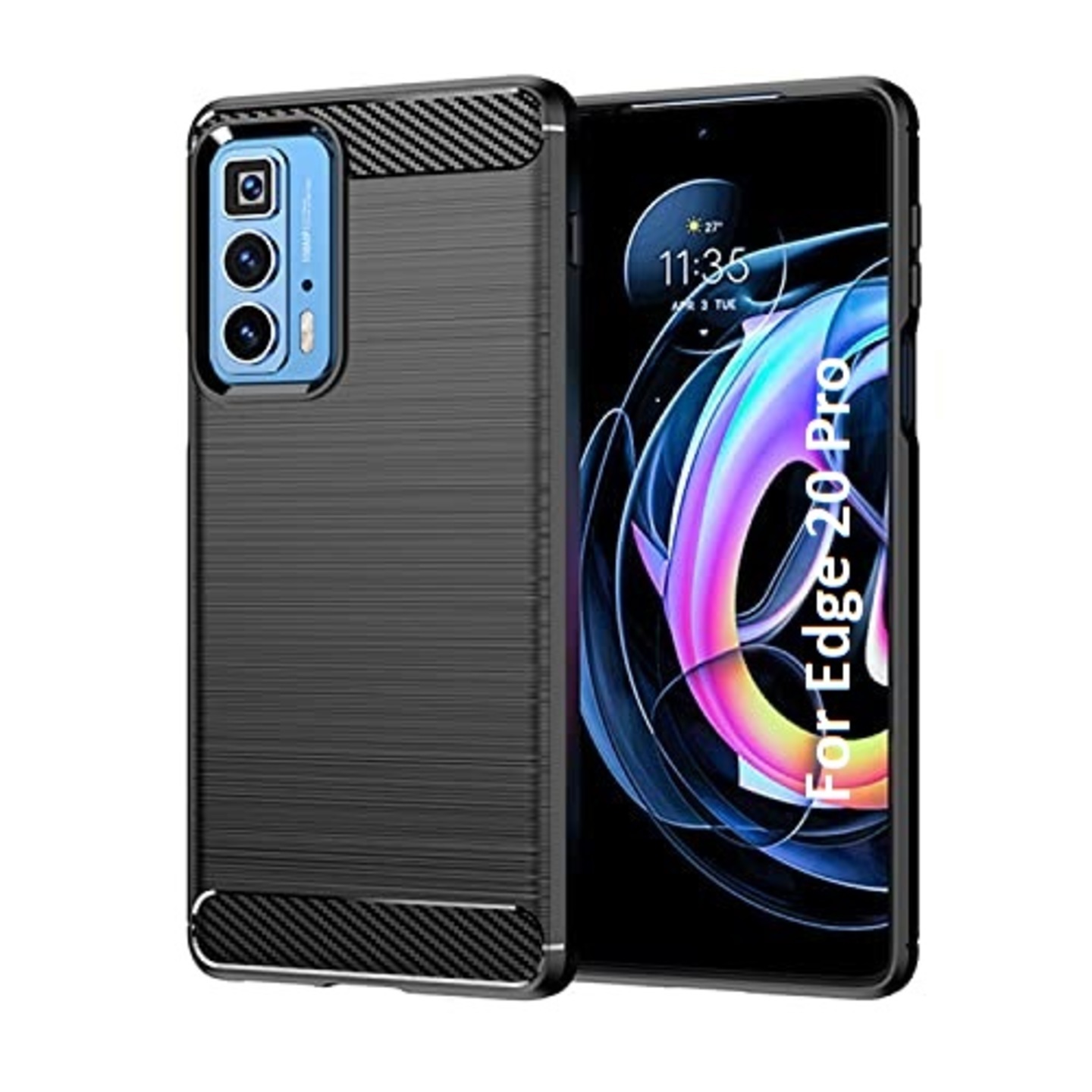 Faircost for Moto EDGE 20 PRO Hybrid Carbon Fiber Texture Design Back Cover Anti-Scratch Shock Absorption Case Black