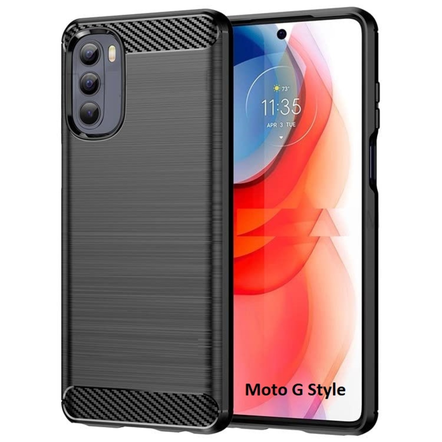 Faircost for Moto G STYLE 2022 Hybrid Carbon Fiber Texture Design Back Cover Anti-Scratch Shock Absorption Case Black