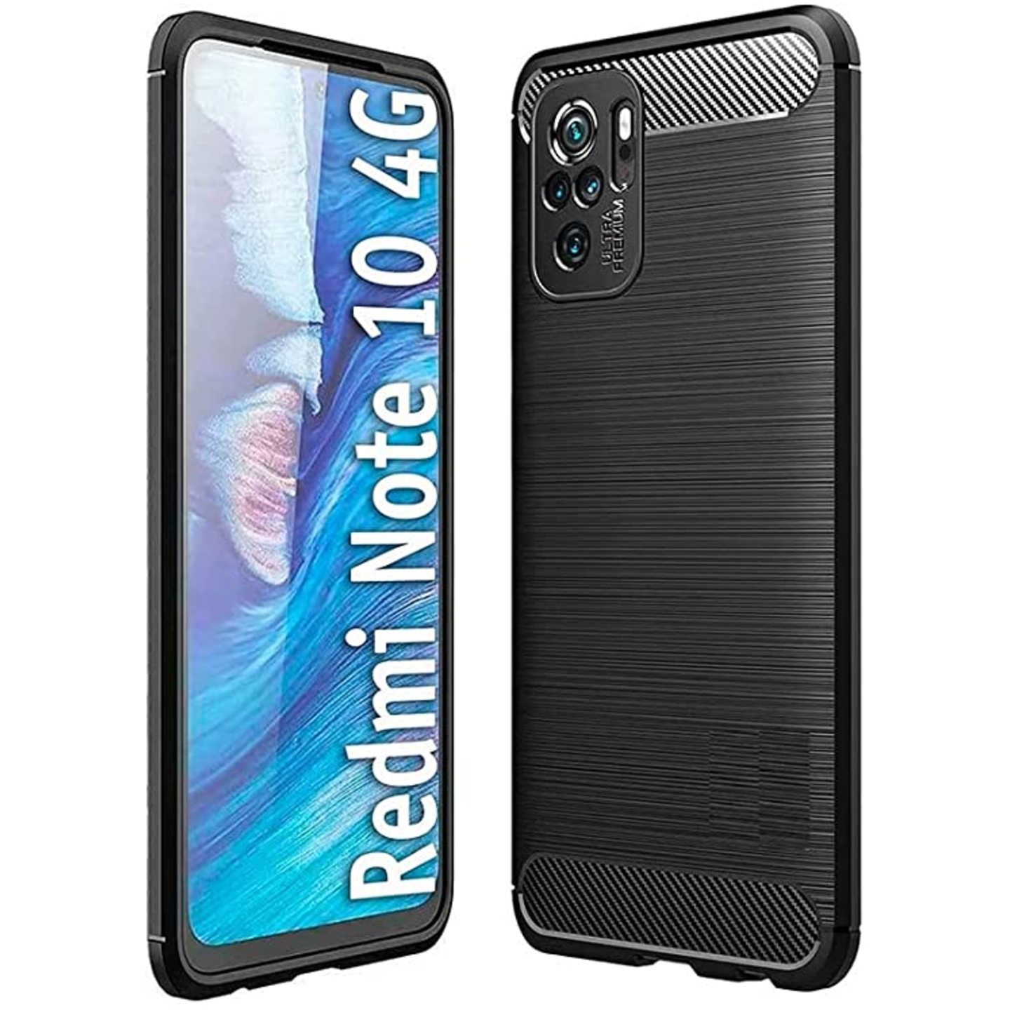 Faircost for Xiaomi Redmi Note 10/10s Hybrid Carbon Fiber Texture Design Back Cover Anti-Scratch Shock Absorption Case Black