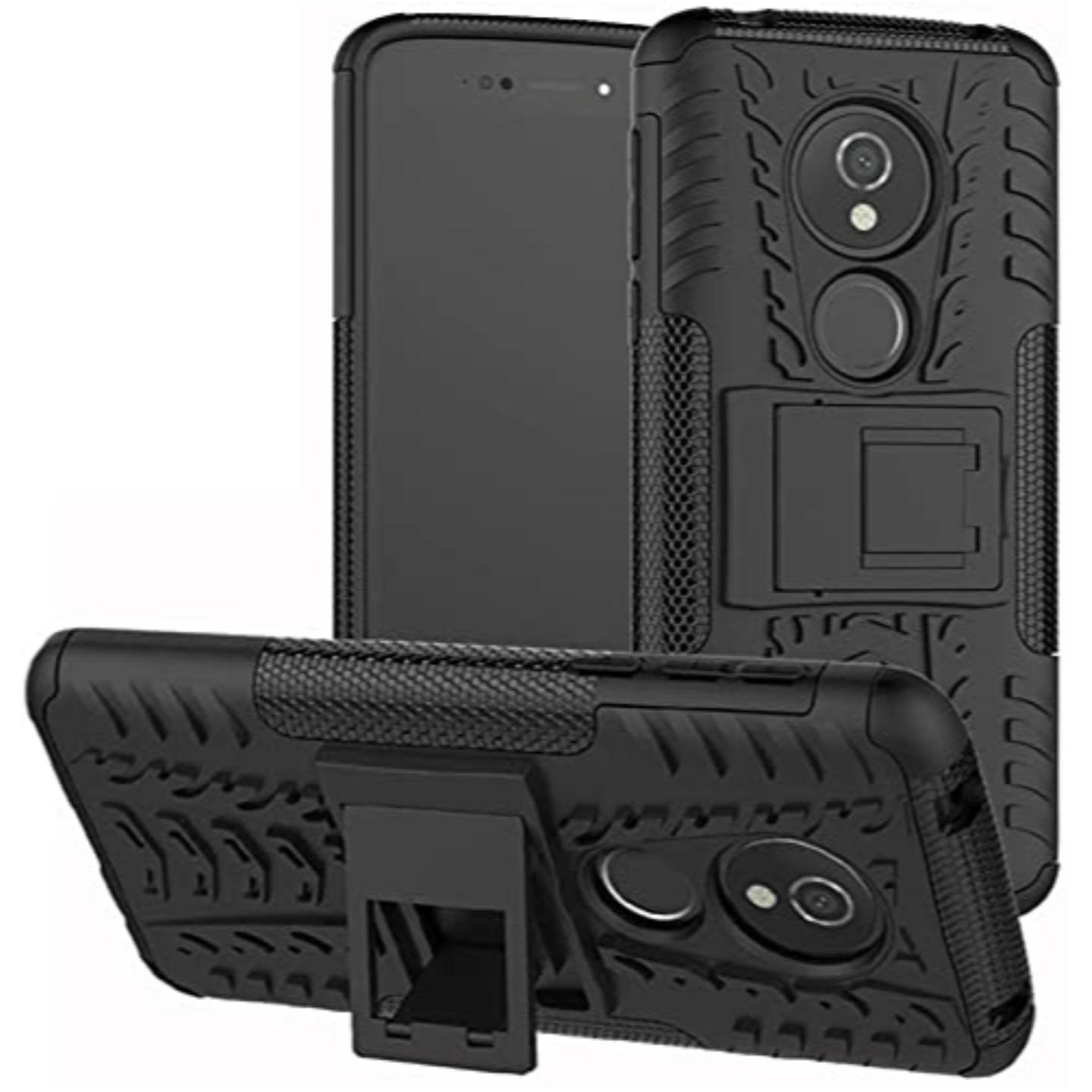 Faircost for Moto E5 PLUS Heavy Duty Shockproof Military Grade Armor Dual Protection Layer Hybrid Kick Stand Back Cover Case Black
