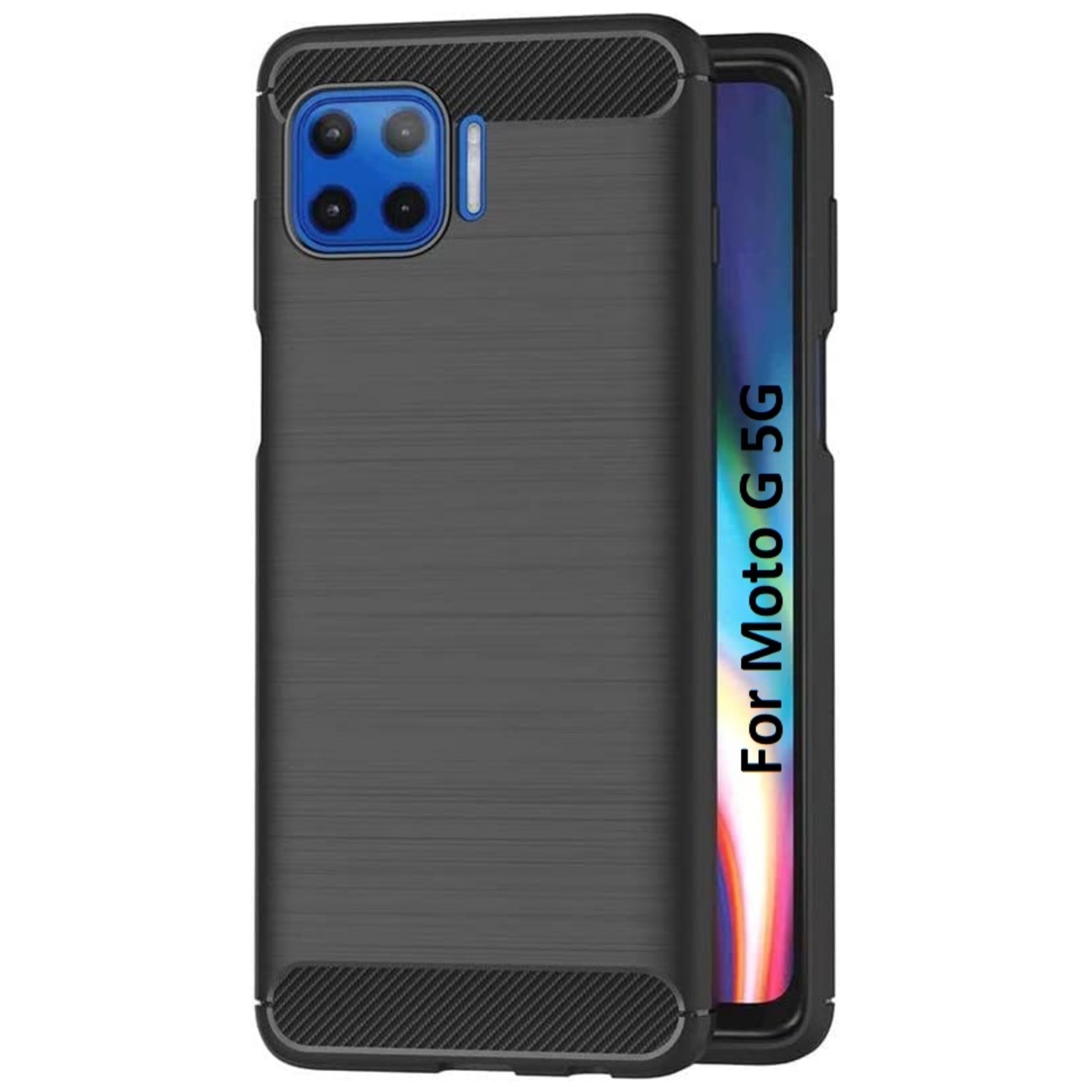 Faircost for Moto G 5G Hybrid Carbon Fiber Texture Design Back Cover Anti-Scratch Shock Absorption Case Black