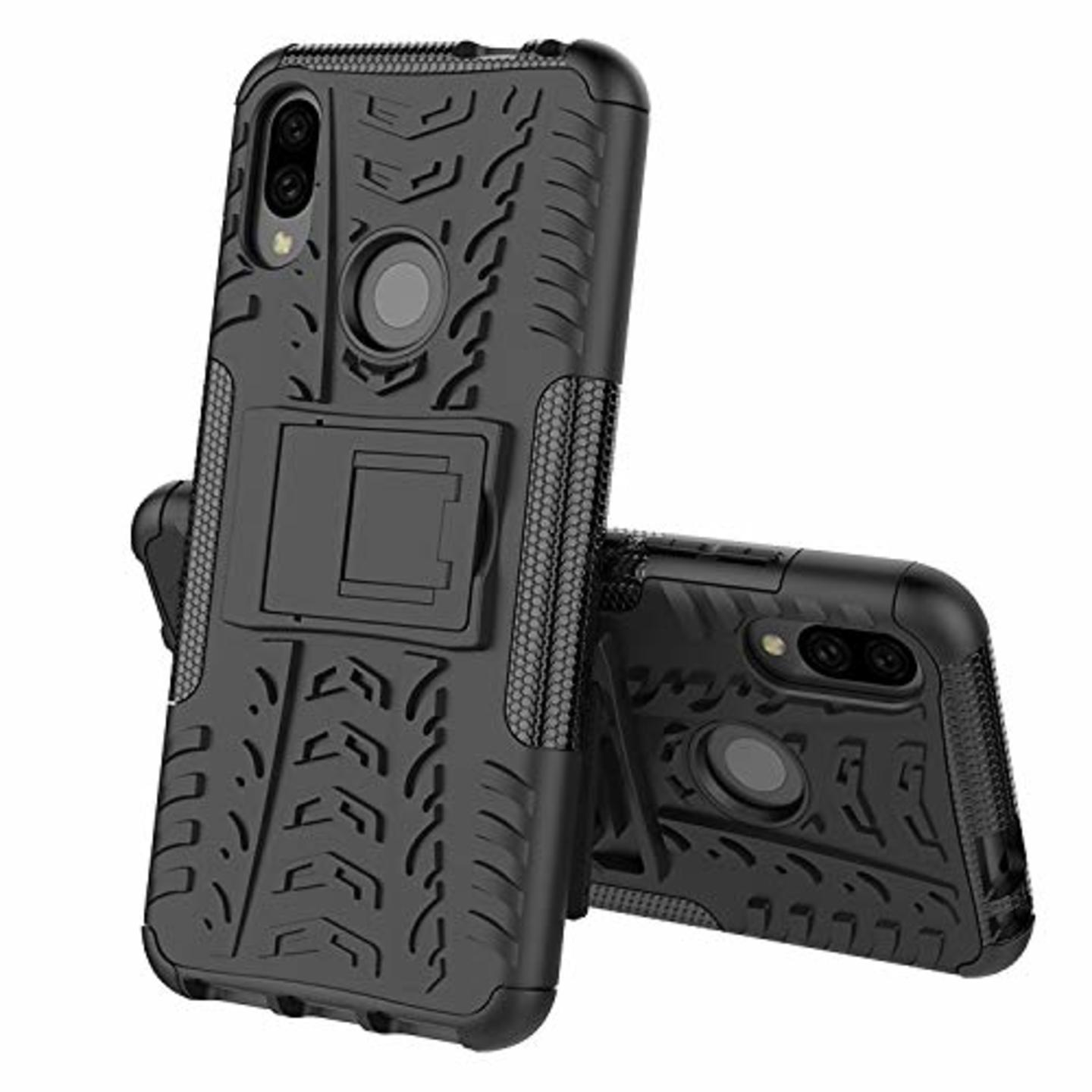 Faircost for Xiaomi REDMI NOTE 7 Heavy Duty Shockproof Military Grade Armor Dual Protection Layer Hybrid Kick Stand Back Cover Case Black