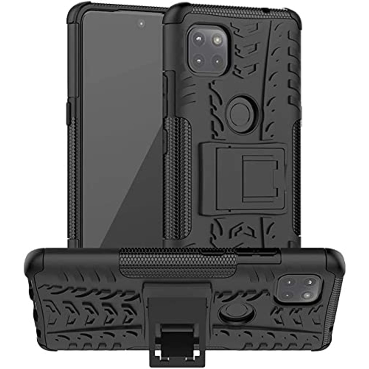 Faircost for Moto G 5G Heavy Duty Shockproof Military Grade Armor Dual Protection Layer Hybrid Kick Stand Back Cover Case Black