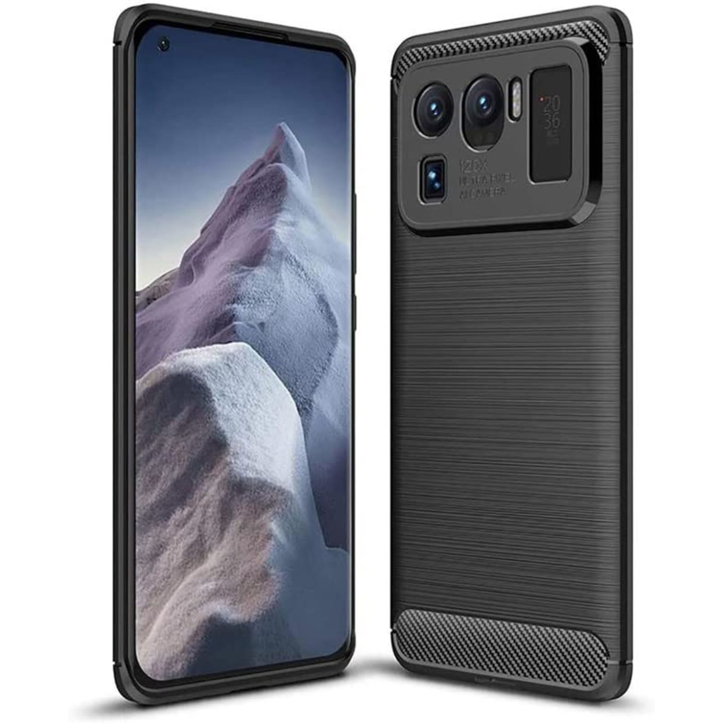 Faircost for Xiaomi MI 11 ULTRA Hybrid Carbon Fiber Texture Design Back Cover Anti-Scratch Shock Absorption Case Black