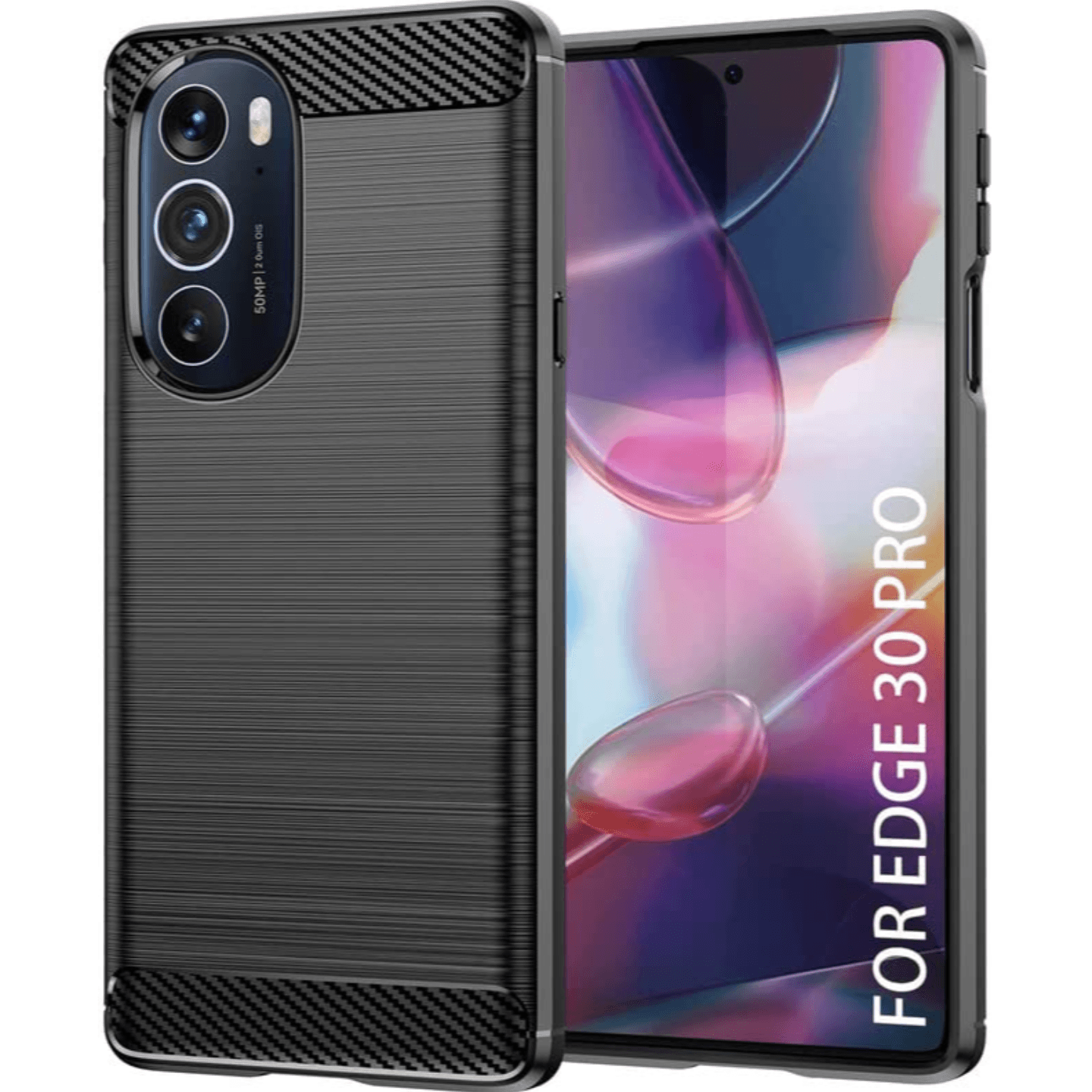 Faircost for Moto EDGE 30 PRO Hybrid Carbon Fiber Texture Design Back Cover Anti-Scratch Shock Absorption Case Black