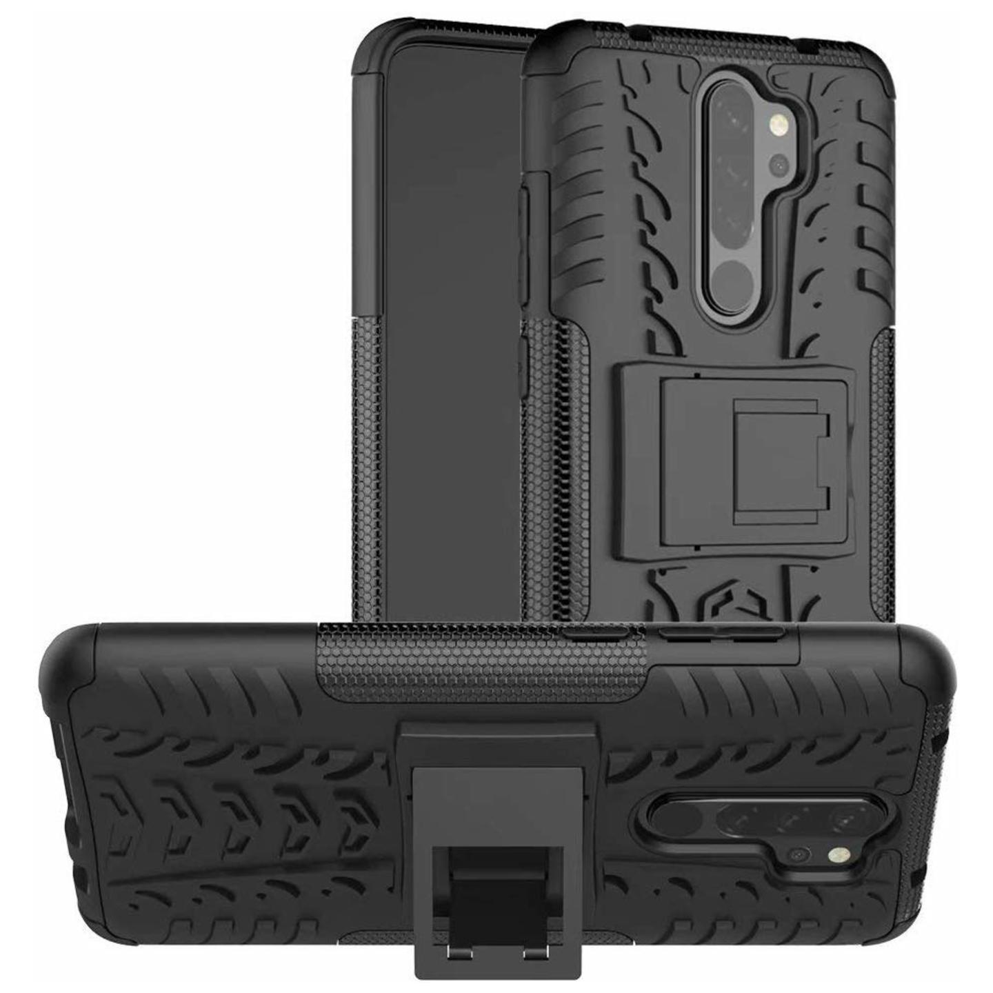 Faircost for Xiaomi REDMI NOTE 8 PRO Heavy Duty Shockproof Military Grade Armor Dual Protection Layer Hybrid Kick Stand Back Cover Case Black