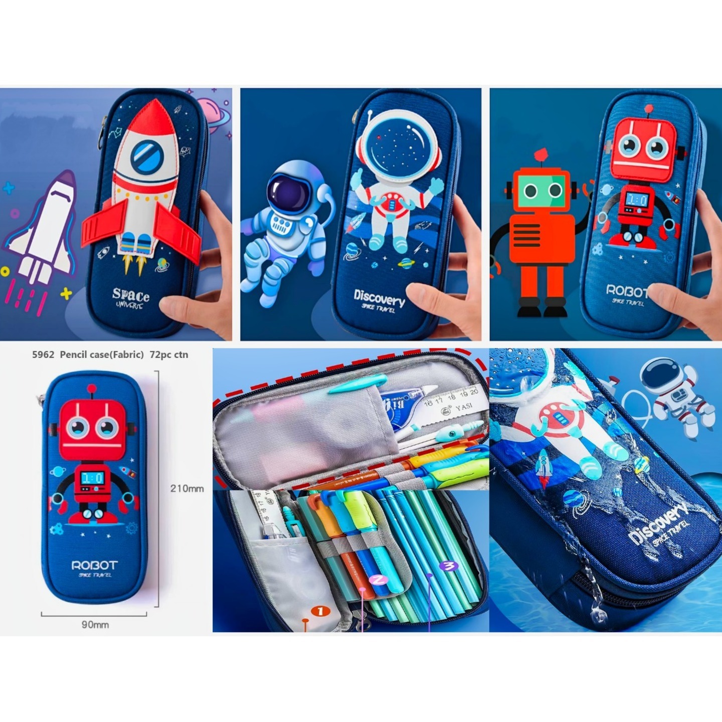 Multi-Layer Waterproof Fabric Pencil Pouch - Durable and Organized Storage for Pens, Pencils, and School Supplies