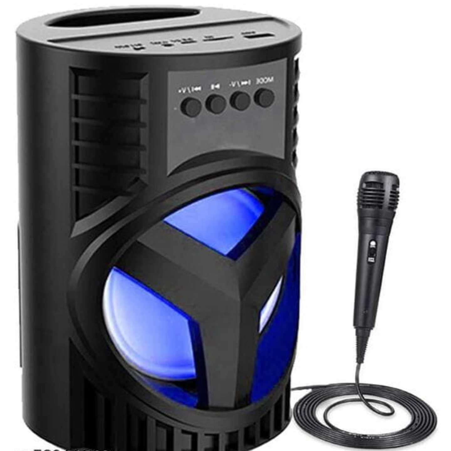WS-03 Loud Stereo Sound Portable Wireless Rechargeable Multimedia System Karaoke Handle Speaker Splash Proof | Led Color Changing Lights | Mini Home Theatre { Free MIC } 10 W Bluetooth Speaker
