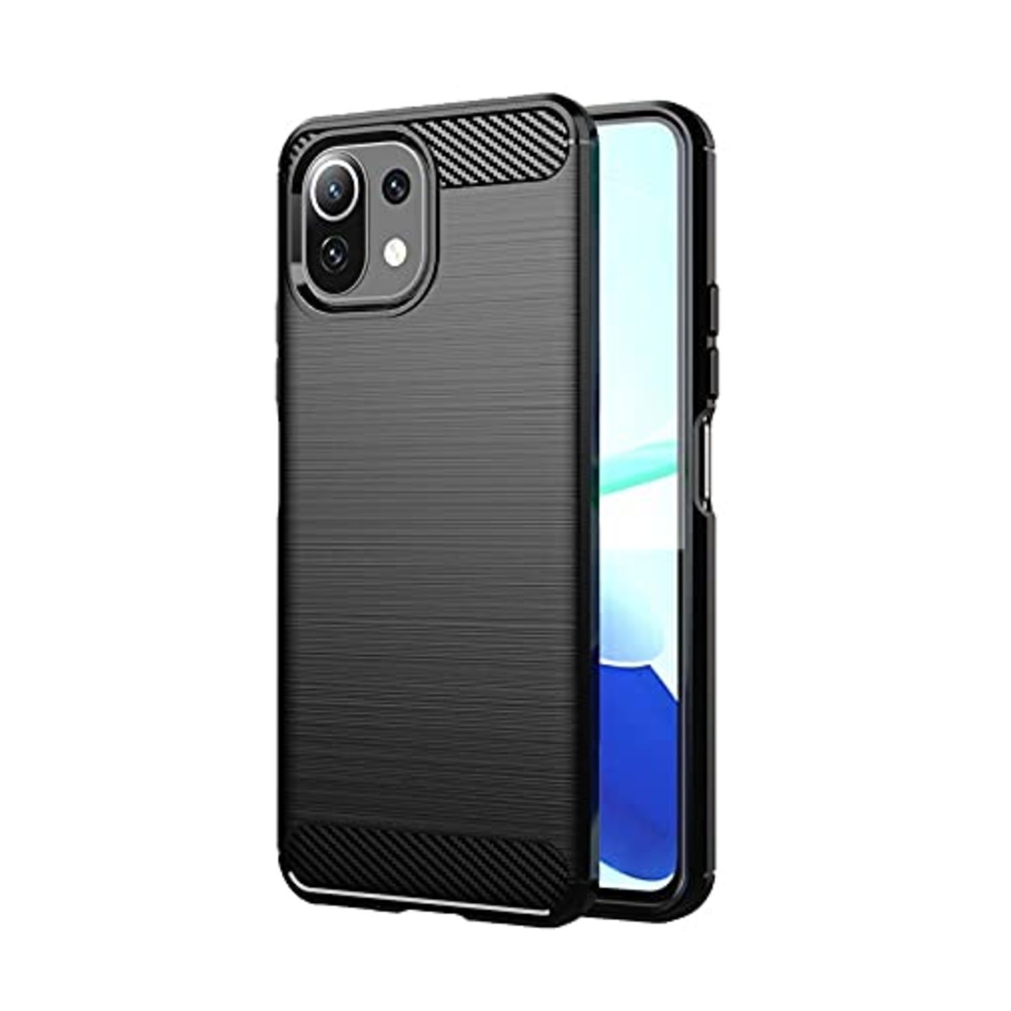 Faircost for Xiaomi MI 11 Lite Hybrid Carbon Fiber Texture Design Back Cover Anti-Scratch Shock Absorption Case Black